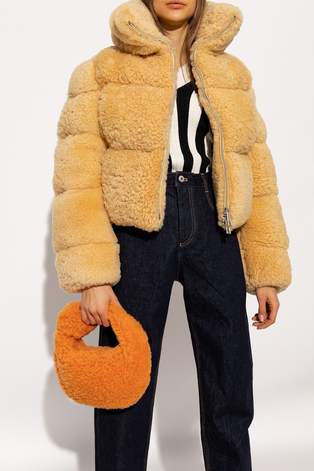 Bottega Veneta BOTTEGA VENETA Jodie mini orange shearling lamb fur bag Size ONE SIZE - 2 Thumbnail