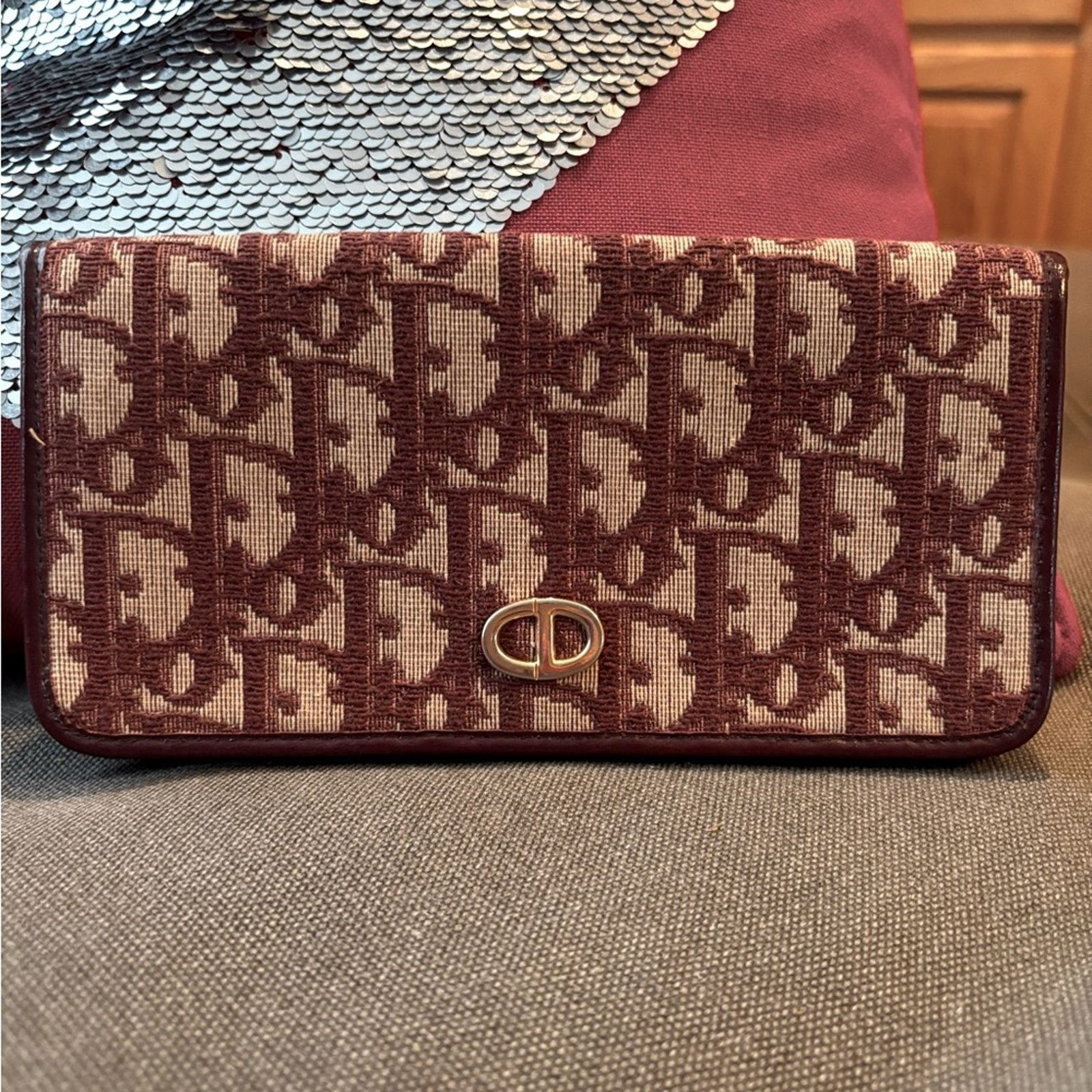 Dior Dior Trotter vintage Burgundy Monogram Clutch wallet Size ONE SIZE - 1 Thumbnail