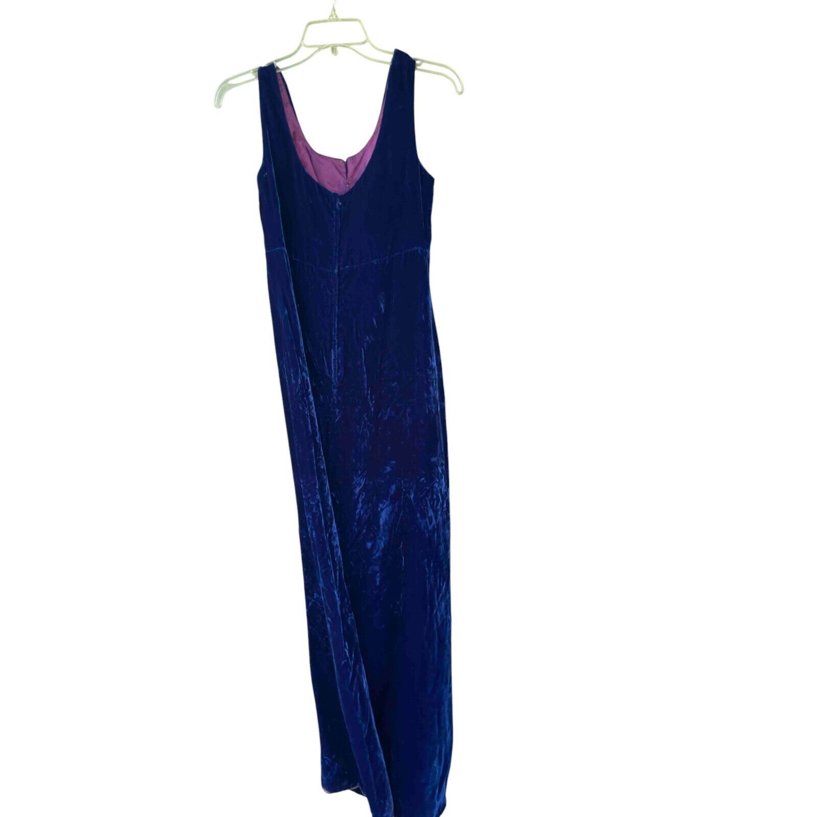 Other 1970's Vintage ILGWU Crushed Velvet Sleeveless Blue Dress Size XS / US 0-2 / IT 36-38 - 14 Thumbnail