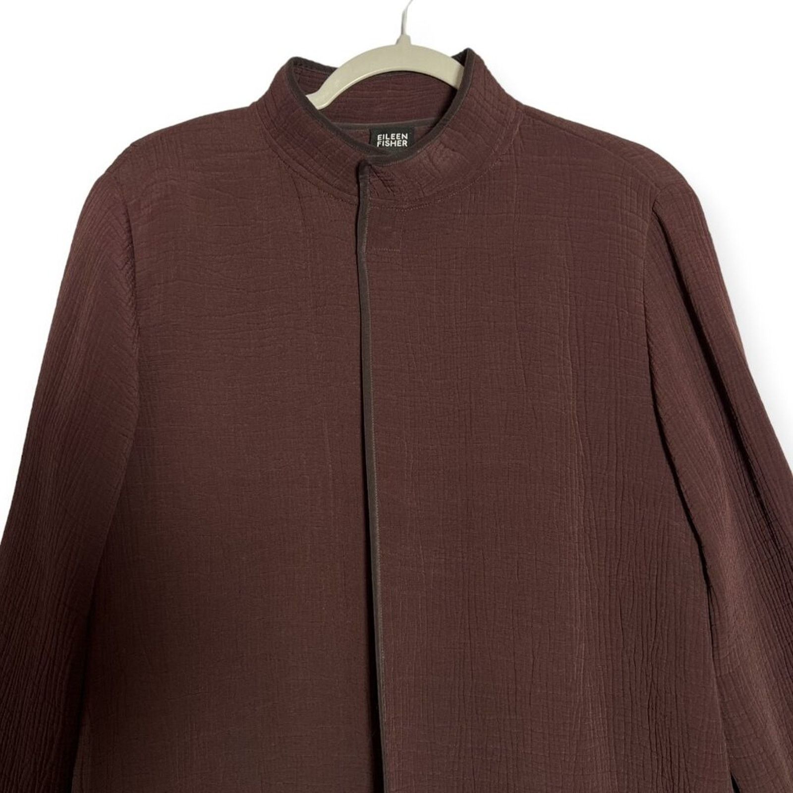Eileen Fisher Eileen Fisher Silk Sponge Jacket Maroon Brown S Size S / US 4 / IT 40 - 3 Thumbnail
