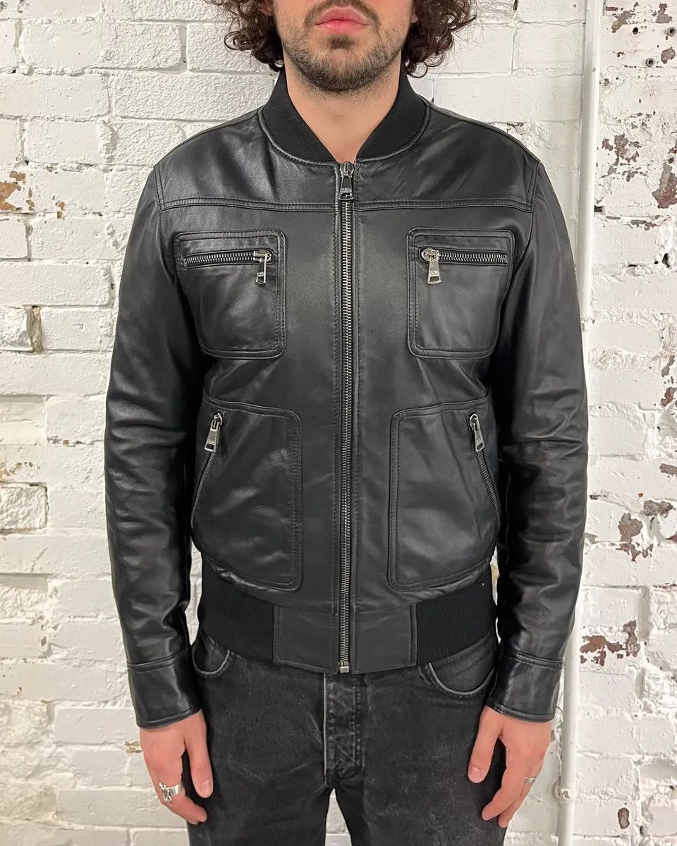 Dolce & Gabbana 2010s Dolce & Gabbana Black Alpha Bomber Leather Jacket Size US M / EU 48-50 / 2 - 1 Thumbnail