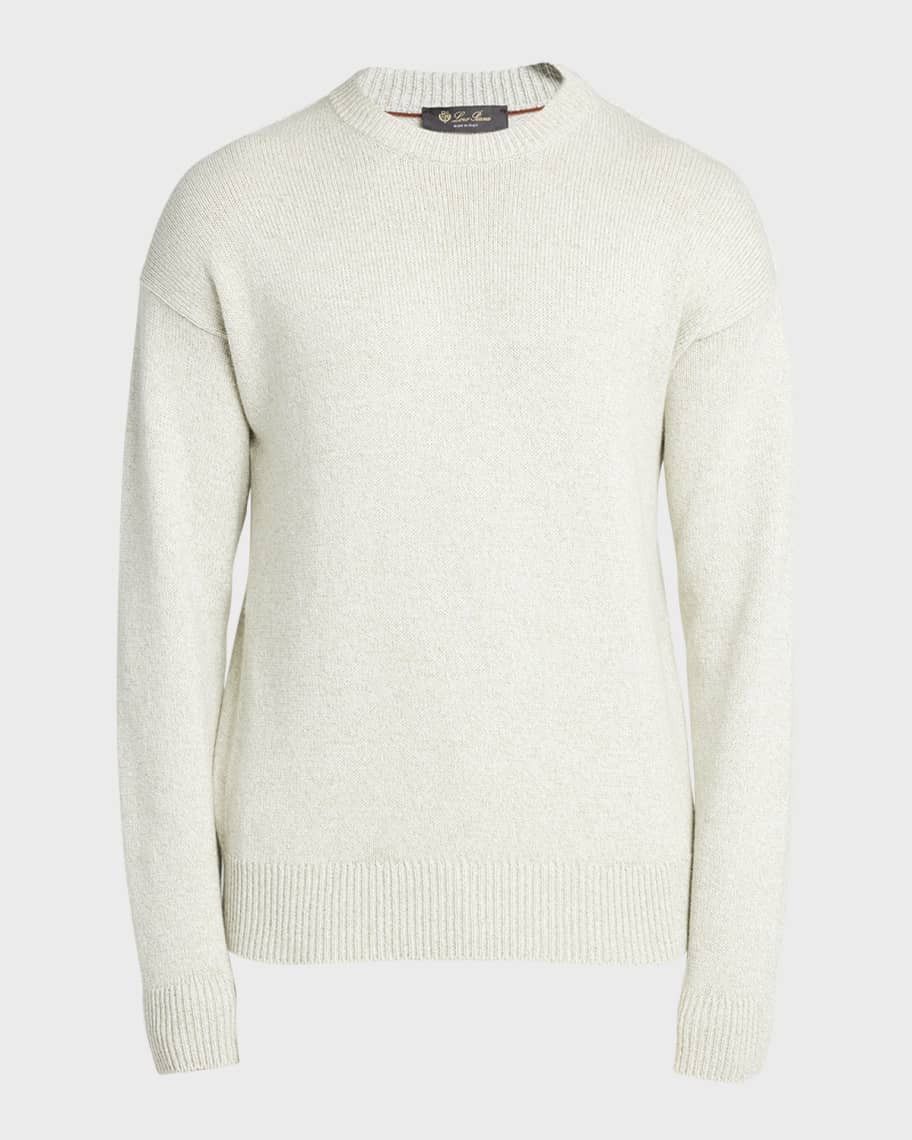 Loro Piana o1w1db10125 FAN7293 Washiba Crewneck Sweater in Light Grey Size US L / EU 52-54 / 3 - 1 Thumbnail