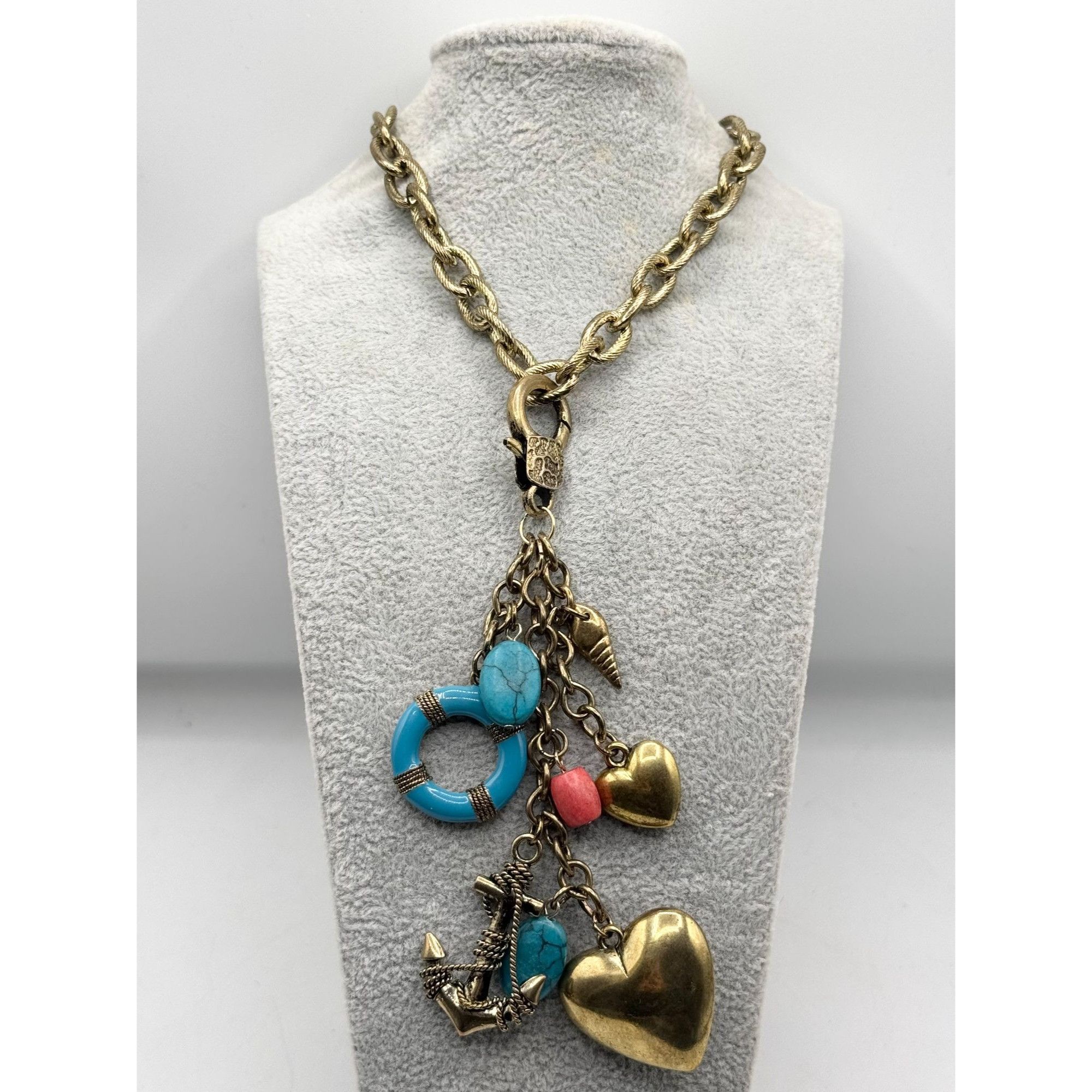 Vintage Nautical sea life heart charm pendant necklace Size ONE SIZE - 1 Thumbnail