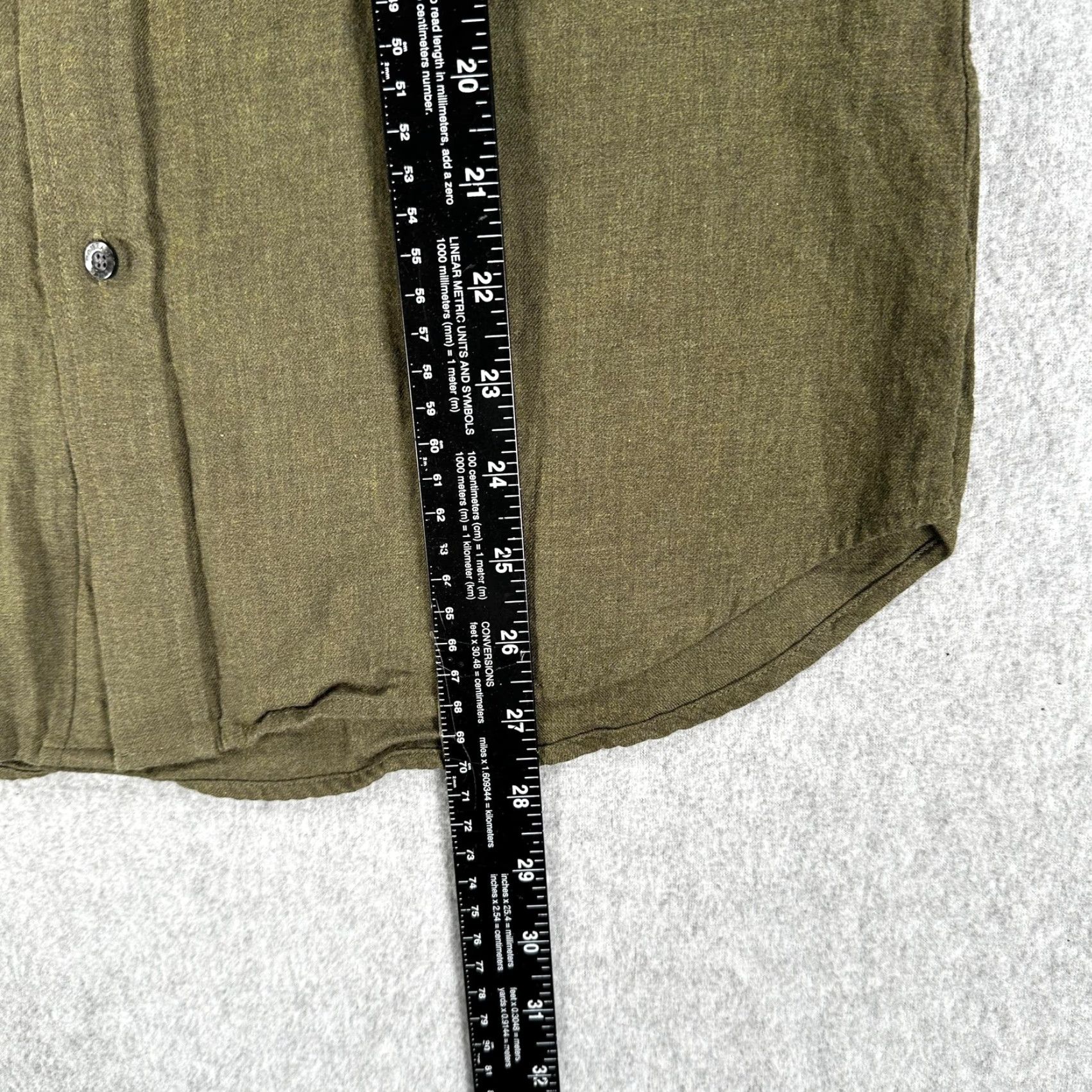 Olive Teddy Stratford Shirt Mens Small Olive Green Cotton Button Front Hidden Zip Size US S / EU 44-46 / 1 - 6 Thumbnail