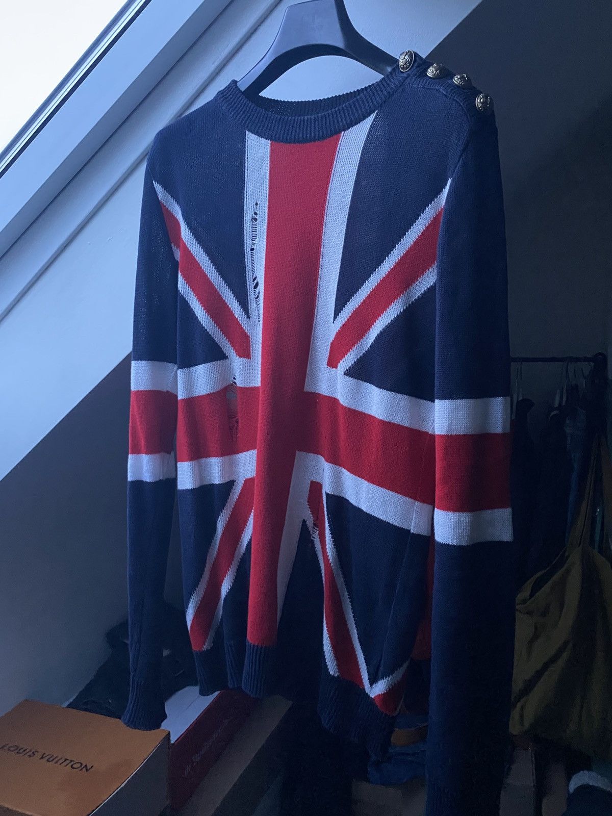 Balmain ss16 runway balmain union jack distressed sweater Size US M / EU 48-50 / 2 - 2 Thumbnail