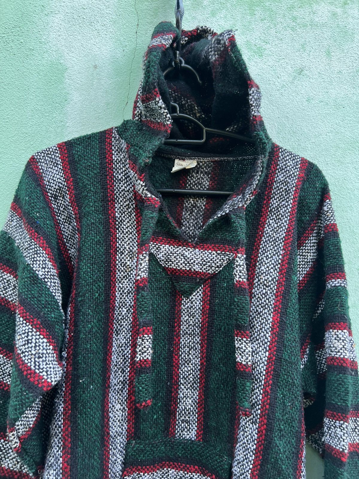 Japanese Brand Vintage VEL-MEX Mexican Baja Hoodie Drug Rug Striped XL Size US L / EU 52-54 / 3 - 4 Thumbnail