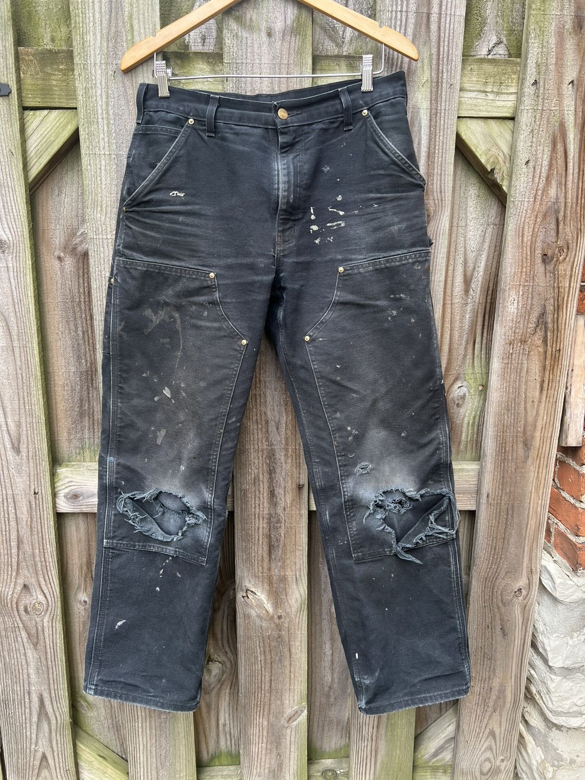 Carhartt × Vintage Vintage Black Carhartt Double Knees Size US 32 / EU 48 - 1 Thumbnail