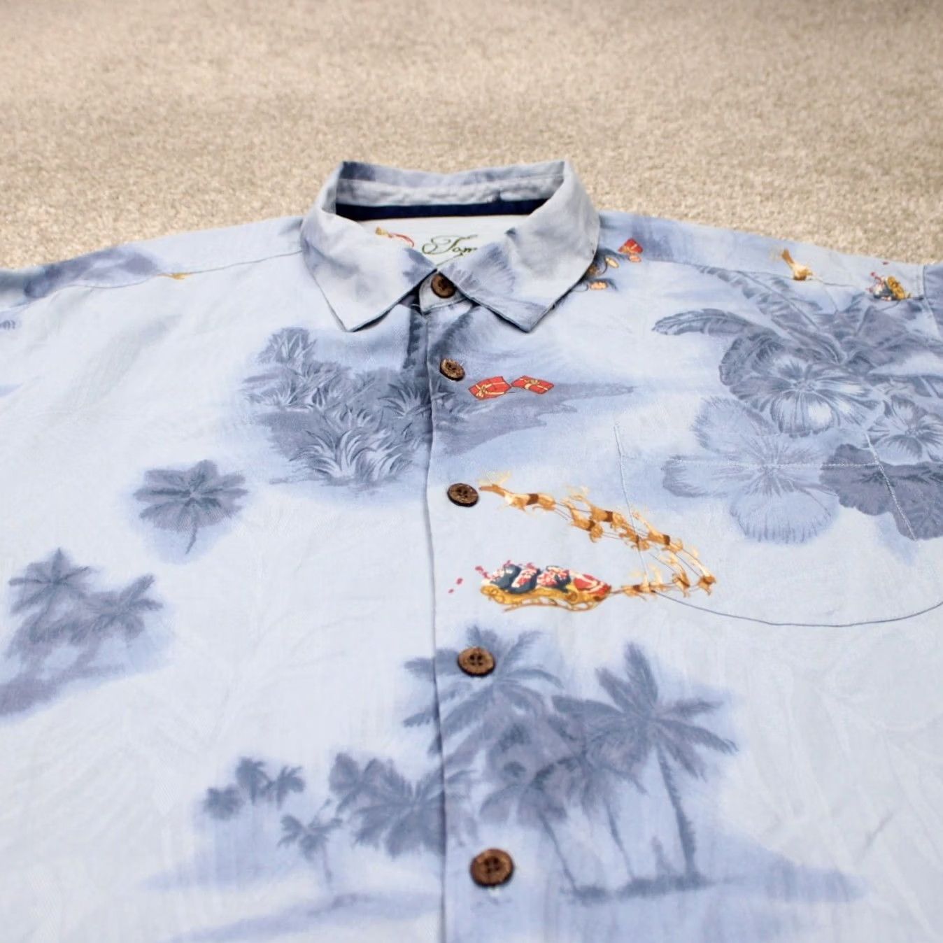 Tommy Bahama Tommy Bahama Hawaiian Shirt Mens 2XL XXL Blue Silk S/S Button Size US XXL / EU 58 / 5 - 4 Thumbnail