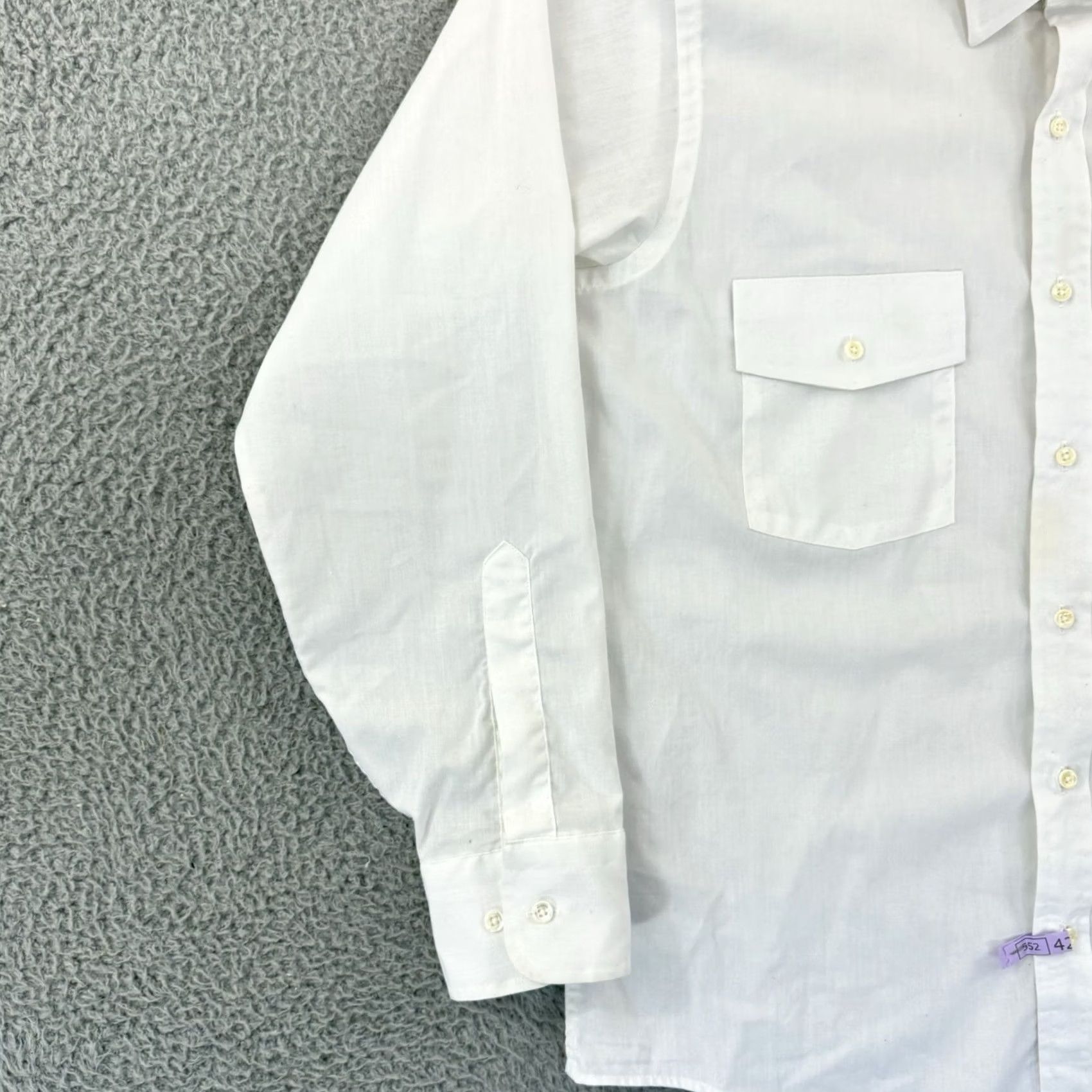 Arrow VINTAGE Arrow Shirt Mens L White Striped 70s Button Up Collared Long Sleeve Dress Shirt USA Size US L / EU 52-54 / 3 - 4 Thumbnail