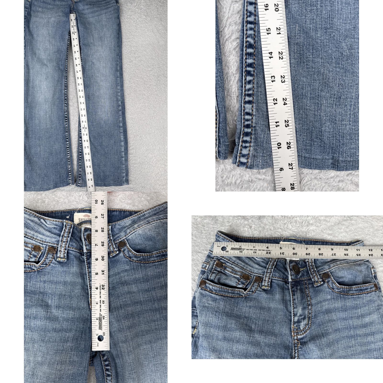 Vintage Shyanne Jeans Womens Bootcut Denim Blue 25x28 Stretch Embroidered Pockets Logo Cowboy Women Bootscut Jeans Size 42" / US 20 - 8 Thumbnail