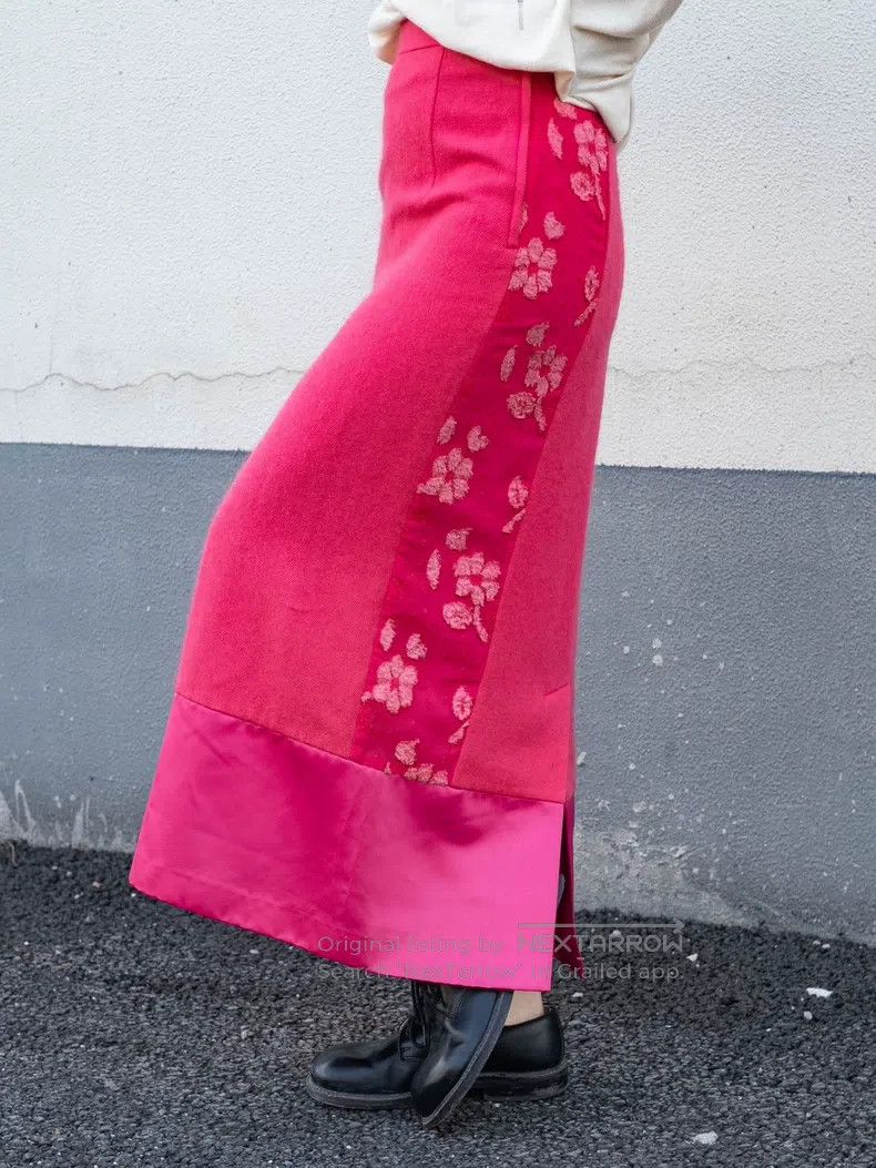 Comme des Garcons Comme Des Garcons size M Pink Mixed Material Long Skirt Size 23" - 2 Thumbnail