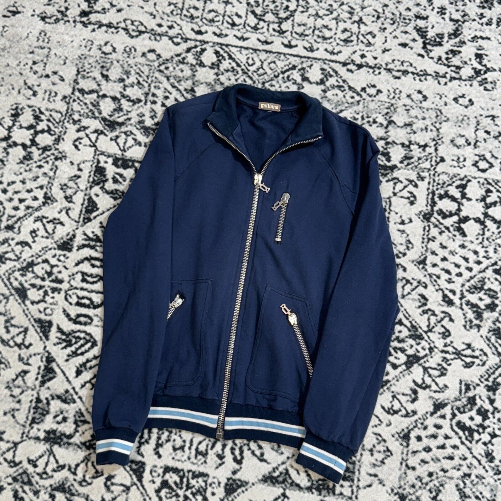 John Galliano × Vintage Vintage Galliano Navy Cotton Bomber Jacket Size XXS Y2K 90s Size US XXS / EU 40 - 10 Thumbnail