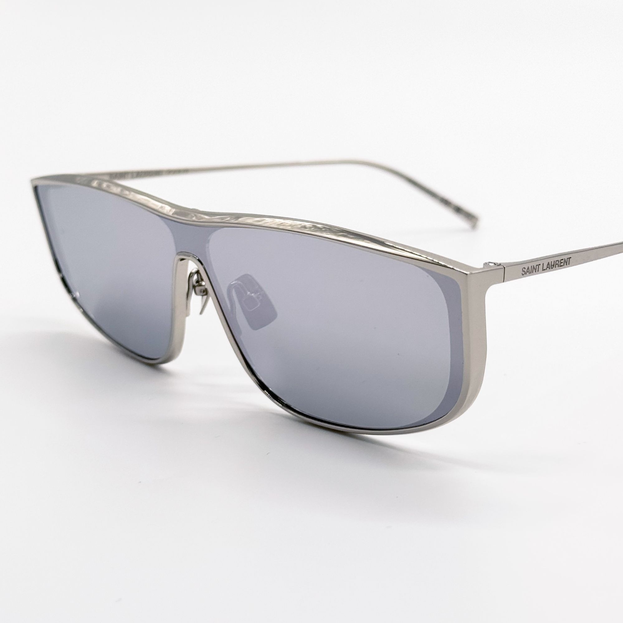 Saint Laurent Paris NEW SAINT LAURENT SL605 LUNA 003 SHIELD METAL SILVER SUNGLAS Size ONE SIZE - 7 Thumbnail