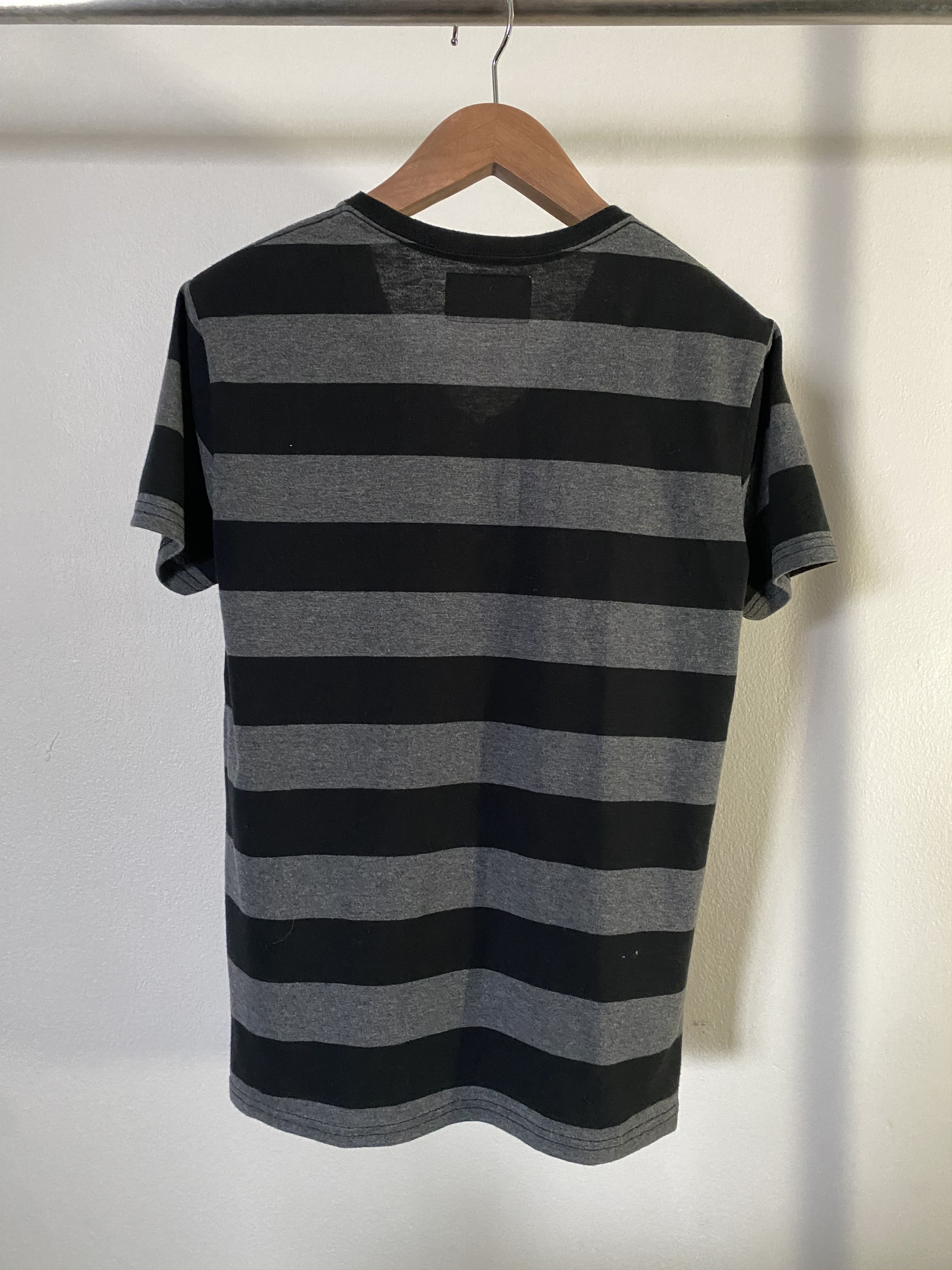 Number (N)ine x Nano Universe Striped V-Neck Pocket Tee, view 3