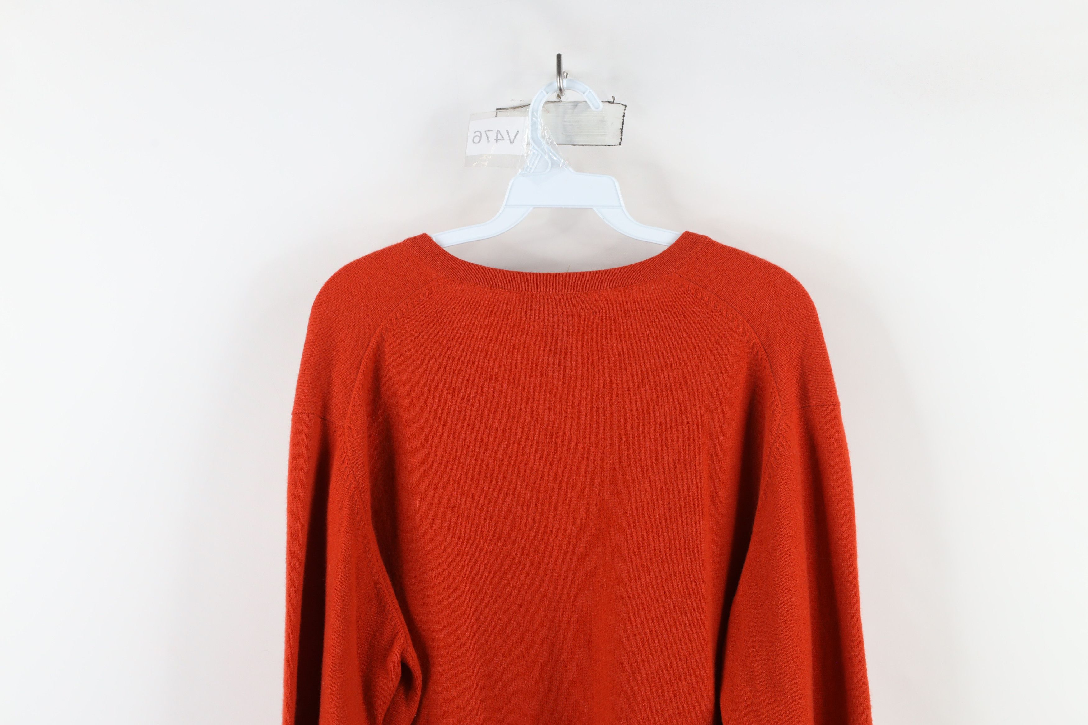 Lands' End × Vintage Vintage 90s Lands End Cashmere Knit V-Neck Sweater Orange Size L / US 10 / IT 46 - 8 Thumbnail
