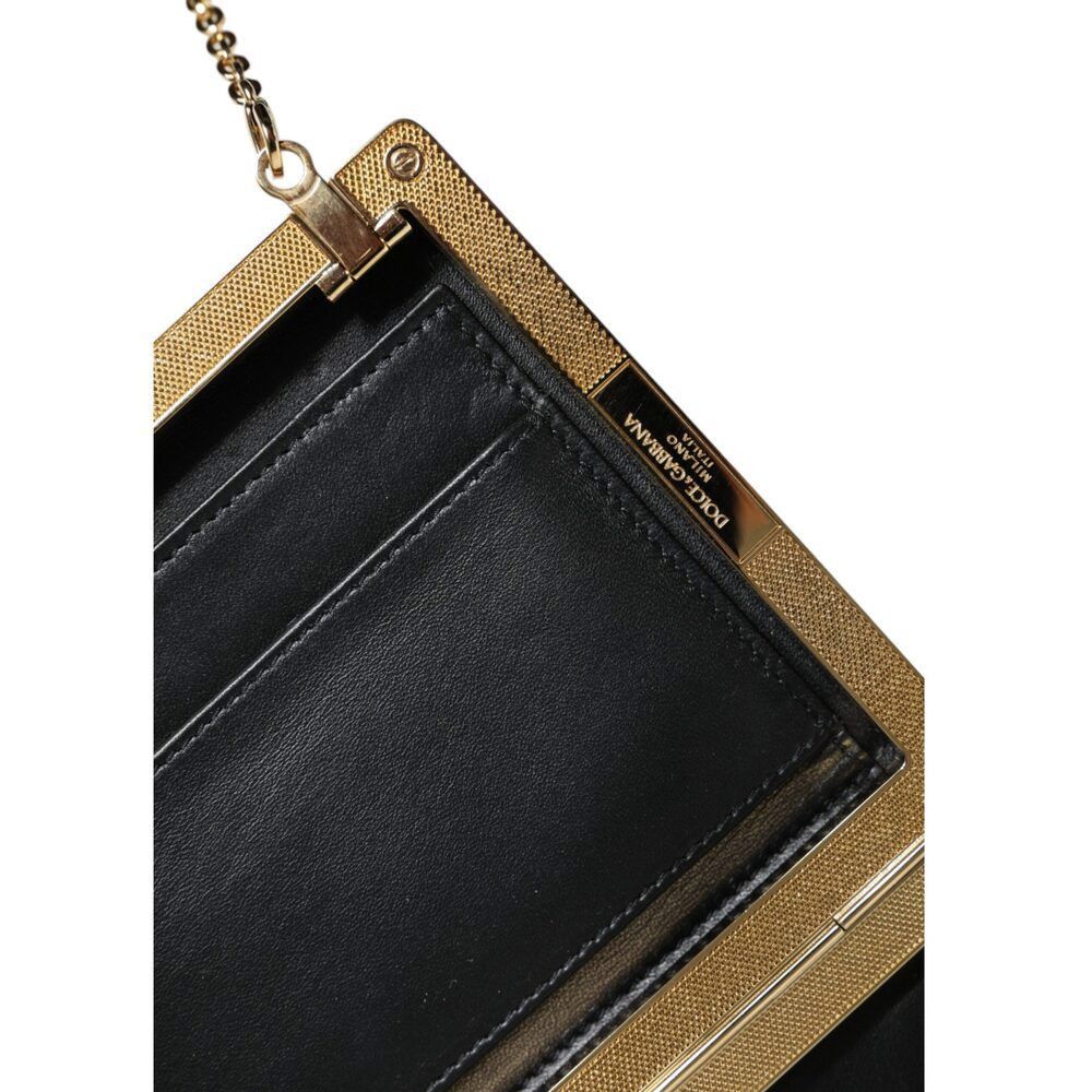 Dolce & Gabbana Dolce & Gabbana Brown Leather Gold Frame Clutch Mini Crossbo Size ONE SIZE - 8 Thumbnail