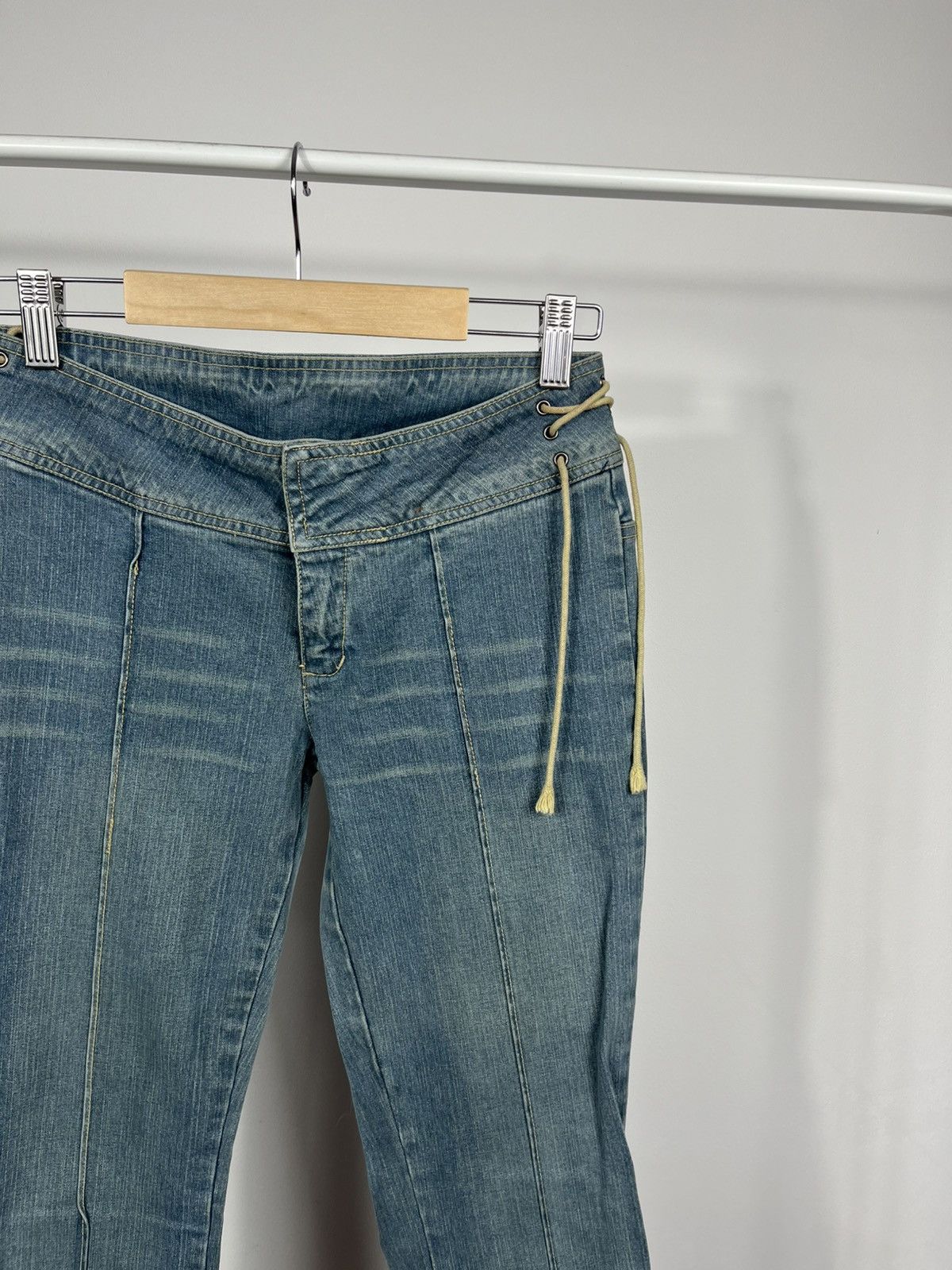 Other Womens Y2K Flare Jeans Low Rise Lace Up Denim Pants Size 27" / US 4 / IT 40 - 3 Thumbnail