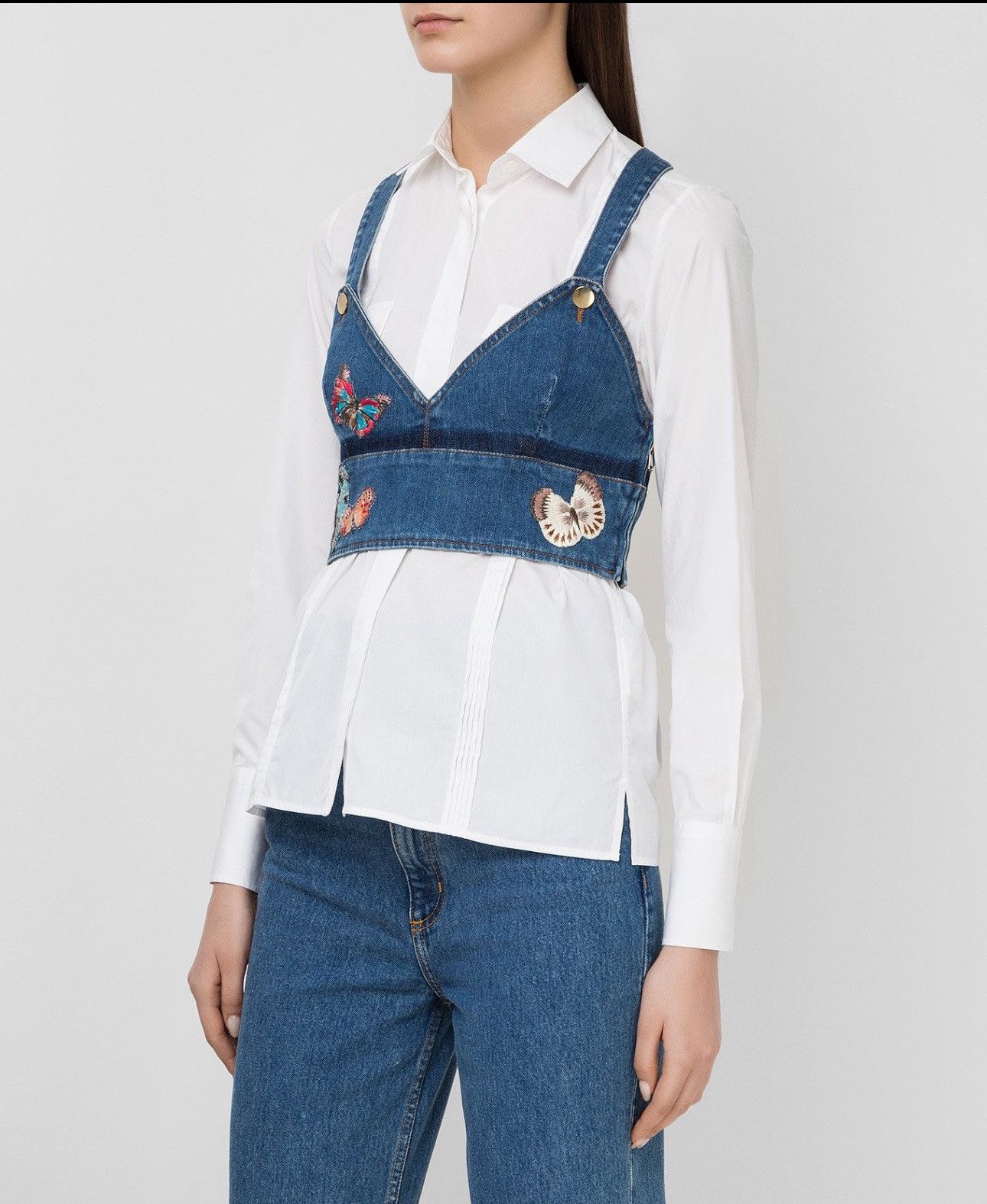 Valentino Last Valentino Embroidered Denim Top Size L / US 10 / IT 46 - 3 Thumbnail