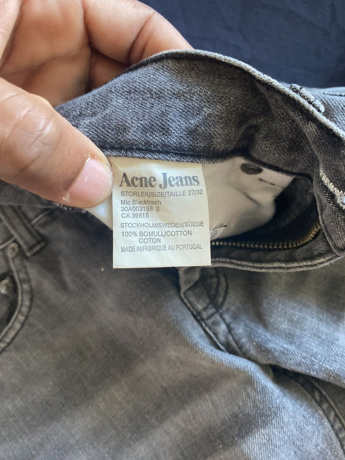 Acne Studios Acne Studios Mic Blacktrash Jeans (Grey, 27/32 Size 27" / US 4 / IT 40 - 2 Thumbnail