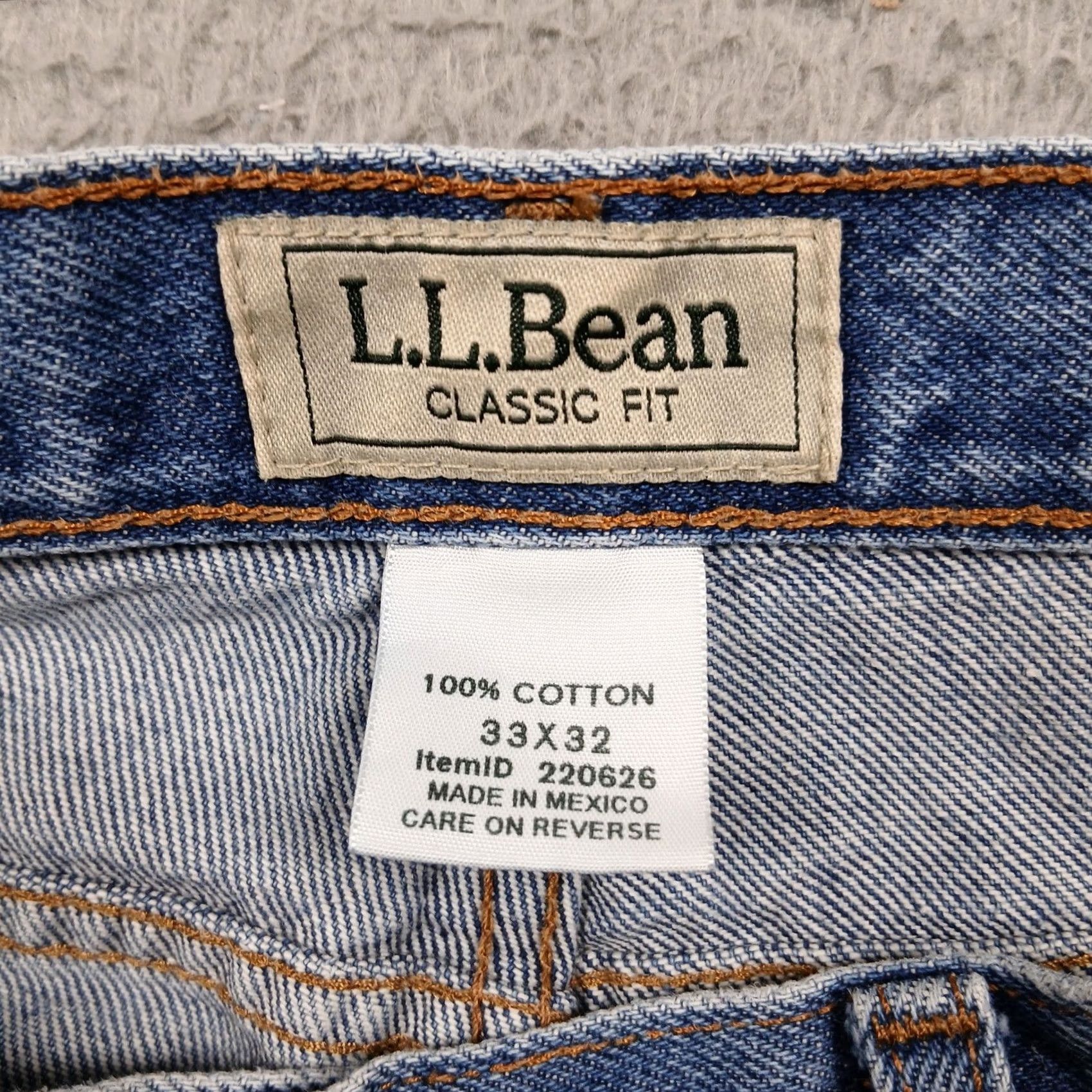 Vintage L.L. Bean Mens Jeans Classic Fit Blue Denim 33x32 Cotton 5-Pocket Size US 33 - 5 Thumbnail