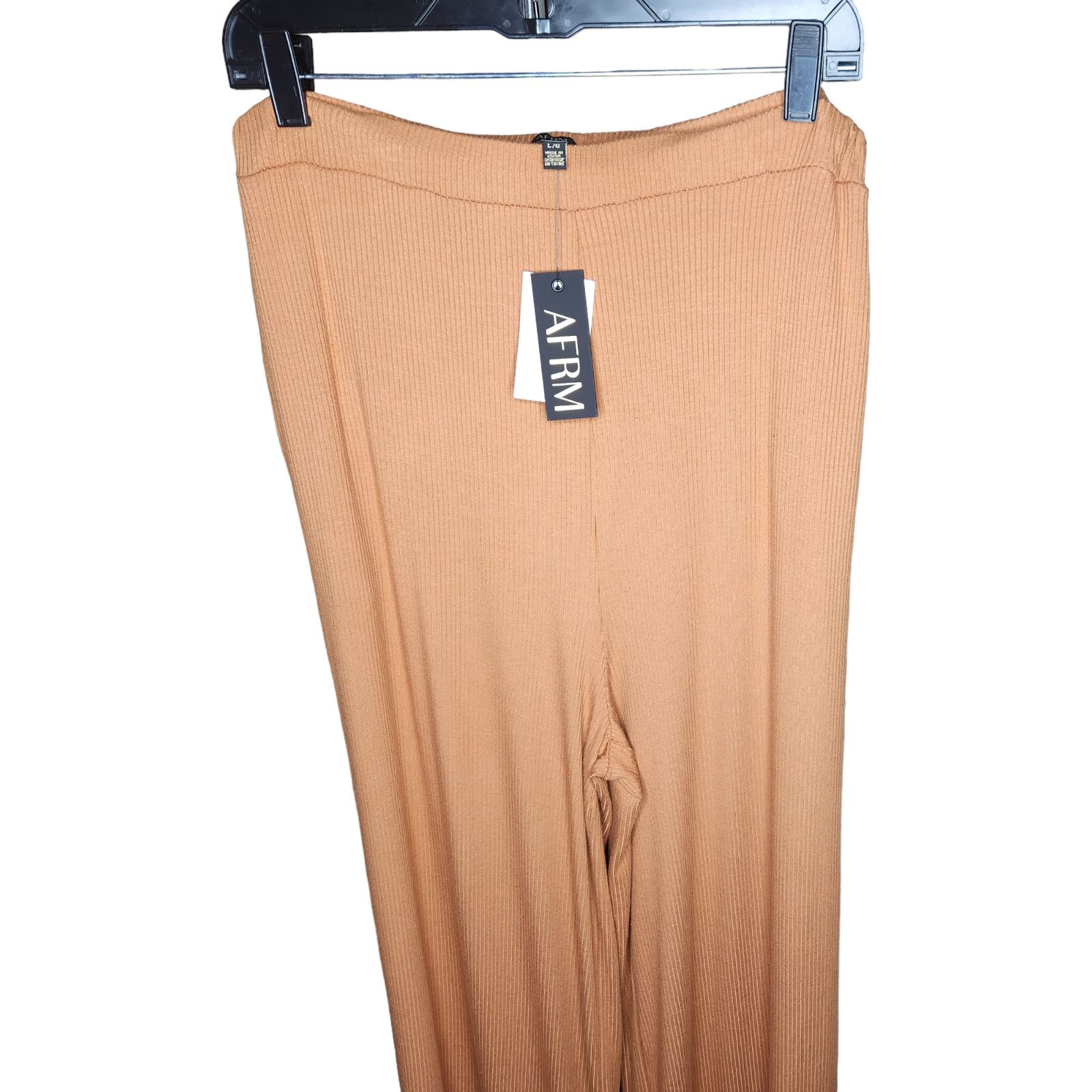 Other AFRM Womens Large Caramel Ribbed Wide Leg Knit Casual Pant Size 30" / US 8 / IT 44 - 3 Thumbnail