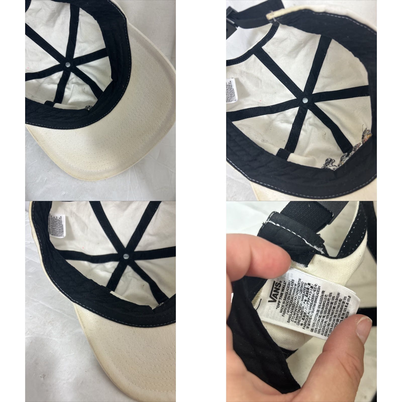 Vans VANS Peace Of Mind Jockey Strapback Hat Dad Hat White Bunnies stains Men Adjustable Cap Size ONE SIZE - 10 Thumbnail