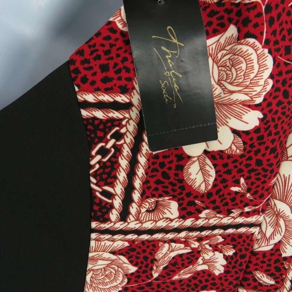 Other Thalia Sodi Womens Floral Patchwork Halter Dress Black/Red S Size S / US 4 / IT 40 - 6 Thumbnail