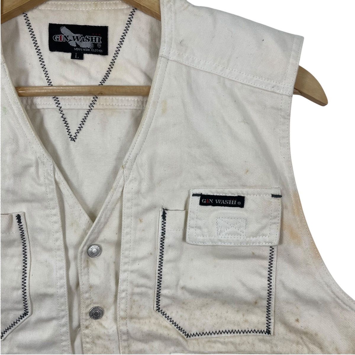 Japanese Brand Vintage Gin Washi Japan Workwear Tactical Cotton Vest Size US L / EU 52-54 / 3 - 3 Thumbnail