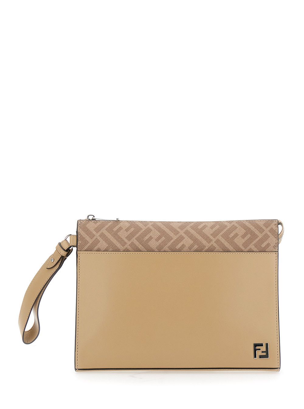 Fendi Beige Cltuch with FF Motif and FF Logo Plaque in Leather Man Size ONE SIZE - 1 Thumbnail