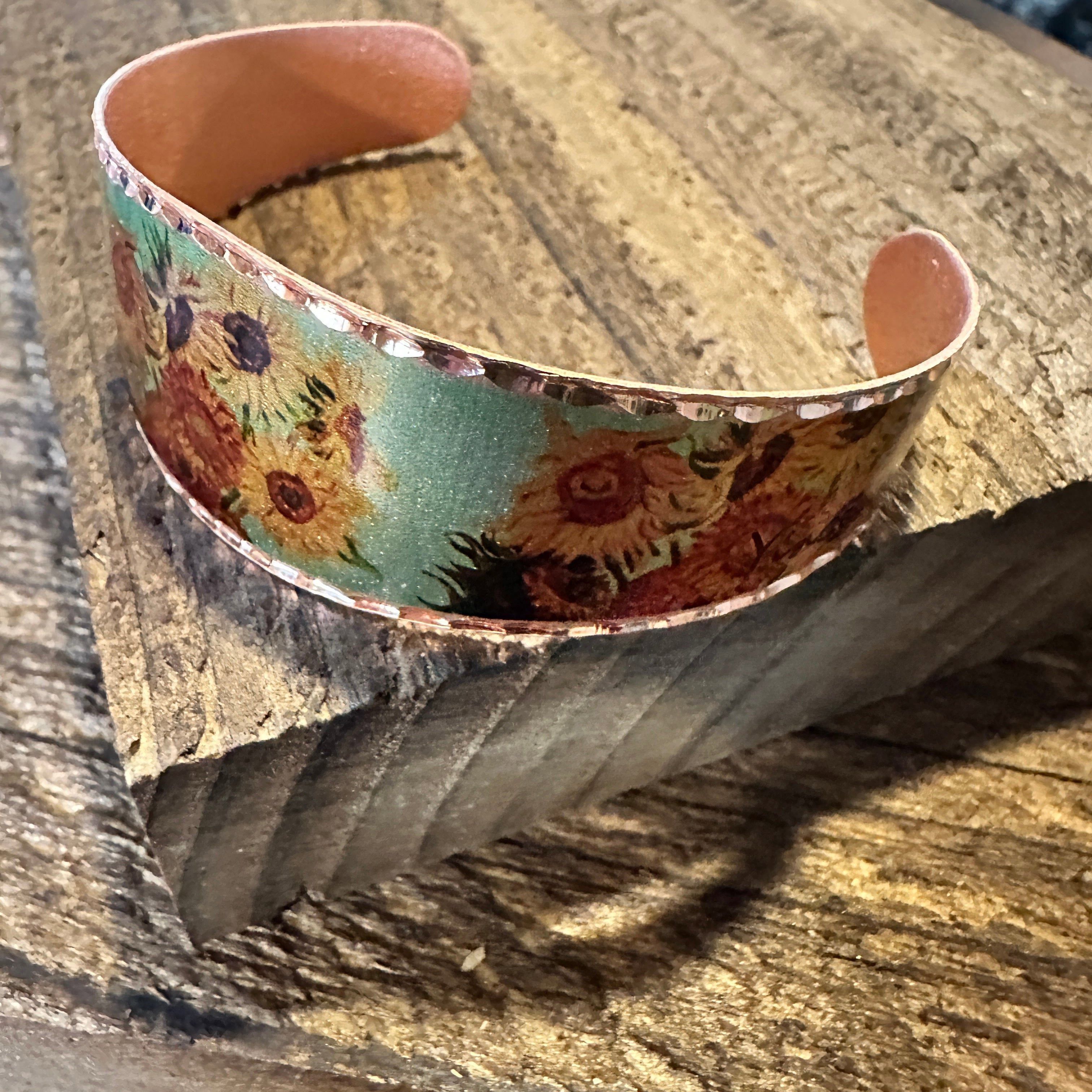 Other Handmade Boho Copper Wide Cuff Bracelet, Diamond Cut Van Gog Size ONE SIZE - 6 Thumbnail