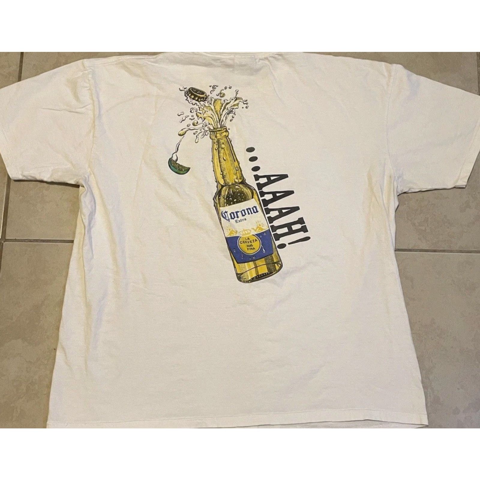 Vintage VINTAGE Corona Save Water Drink Beer Faded Shirt 2XL White Men T-Shirt Grunge 90s Y2K Funny Bar Mexico Beach Drinking Salmon? Size US XXL / EU 58 / 5 - 2 Thumbnail