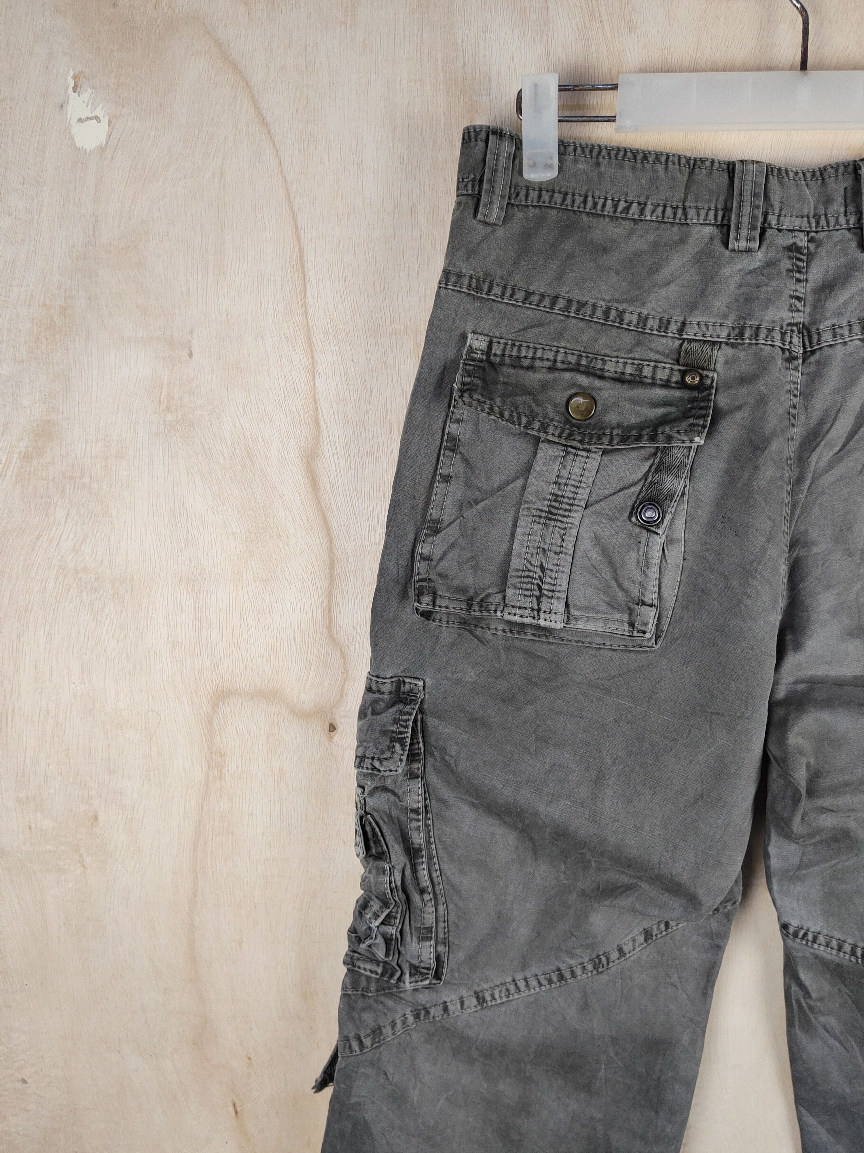 Japanese Brand DL Junye Olive Faded Multipocket Tactical Cargo Pants #S2439 Size US 30 / EU 46 - 10 Thumbnail