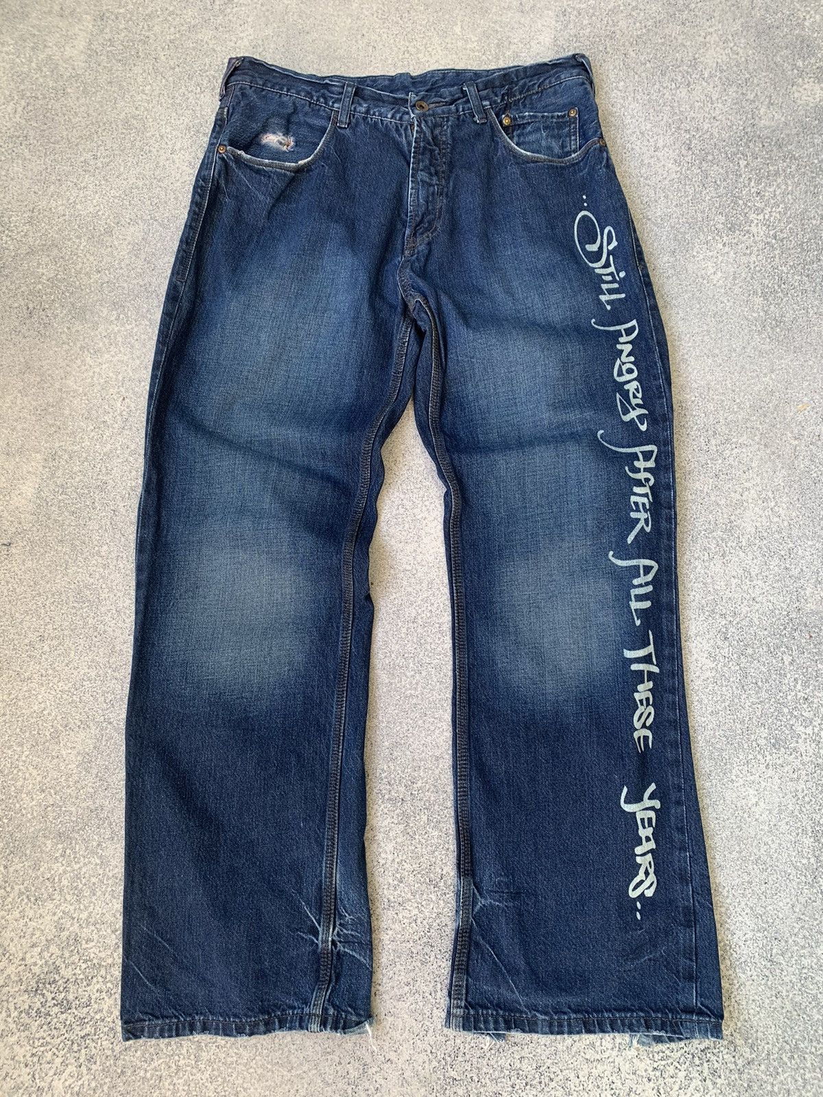 image of Ecko Unltd Baggy Y2K Flared Jeans in Blue, Men's (Size 36)