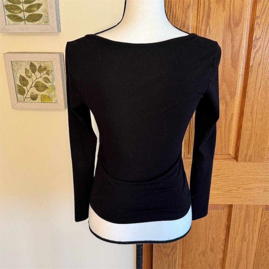 Shein Shein Women's Black Long Sleeve Square Neck Blouse Size M Size M / US 6-8 / IT 42-44 - 3 Thumbnail