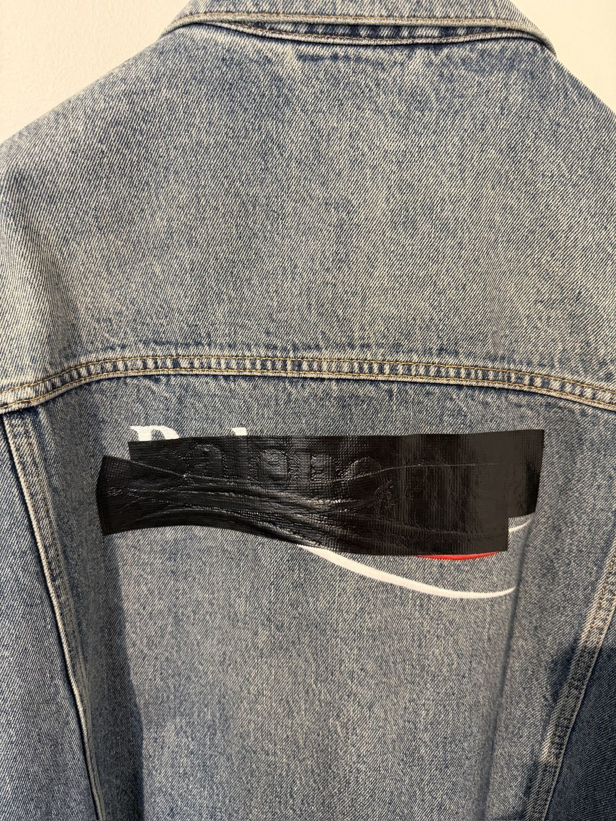 Balenciaga Balenciaga Taped Logo Denim Jacket Size US XL / EU 56 / 4 - 8 Thumbnail