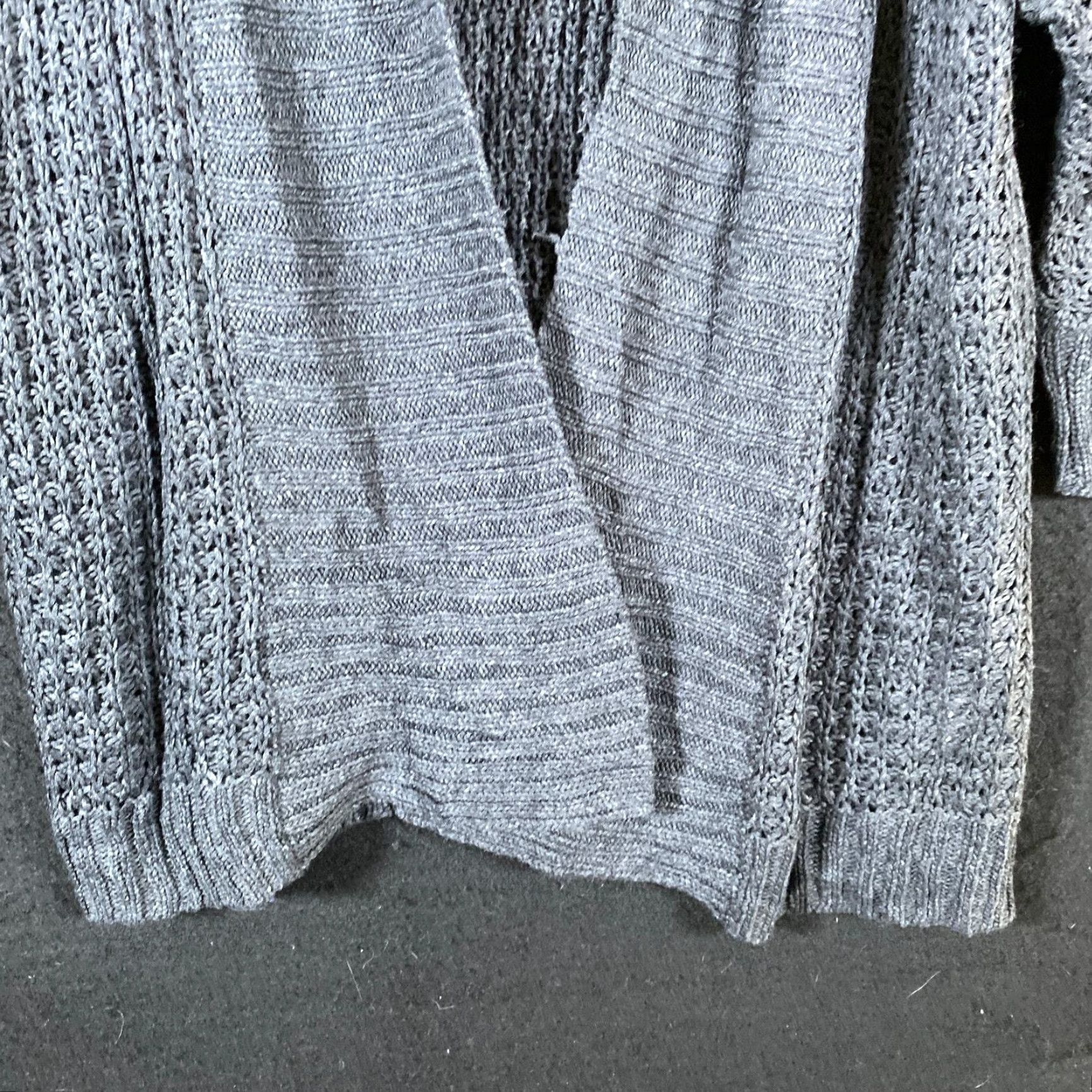 Vintage SONOMA Cardigan Sweater M Gray Open-Knit Cotton Blend Short Sleeve Fall Winter Casual Workwear Womens Size M / US 6-8 / IT 42-44 - 3 Thumbnail