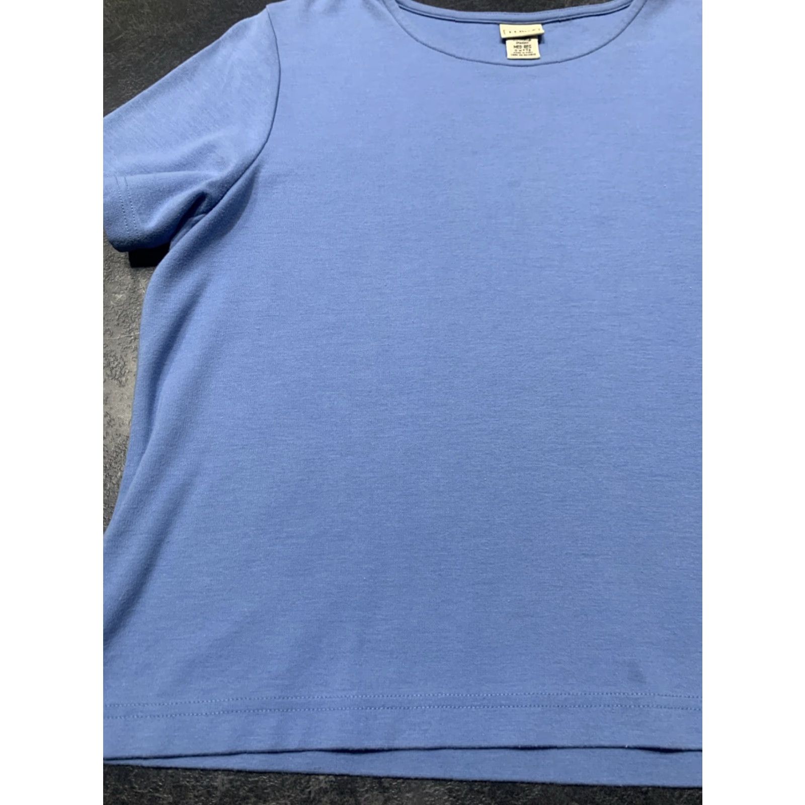 Vintage L.L. Bean Women's Medium Blue Short Sleeve Cotton Crew Neck T-Shirt - Solid Classic Fit Size M / US 6-8 / IT 42-44 - 4 Thumbnail
