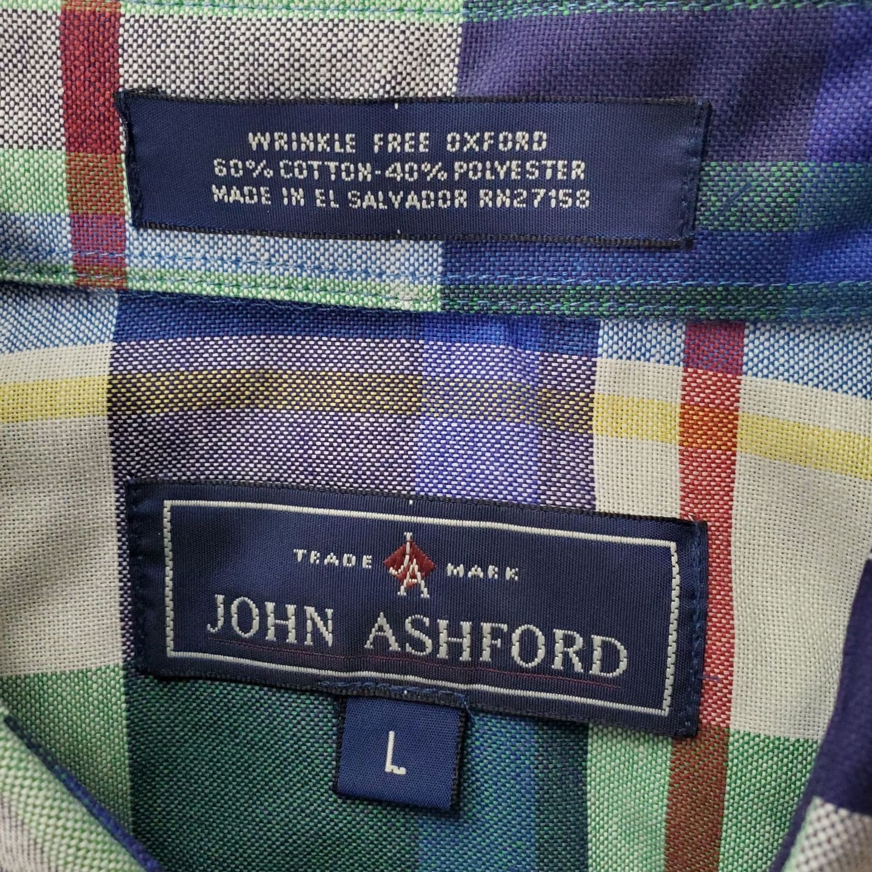Vintage John Ashford Shirt Mens L Multi Plaid Oxford Collar Button-Down EUC Size US L / EU 52-54 / 3 - 8 Thumbnail