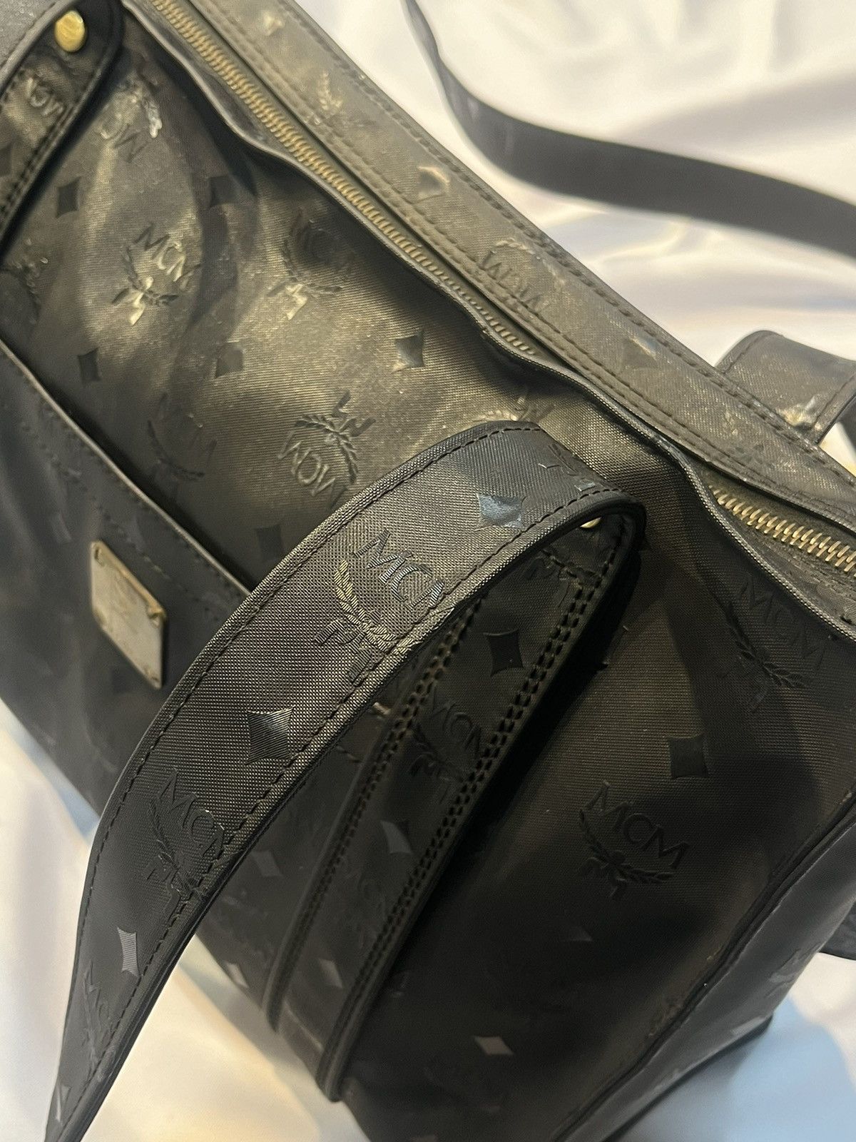 Designer × MCM × Vintage MCM 80’s MONOGRAM COATED CANVAS TOTE BAG BLACK Size ONE SIZE - 6 Thumbnail