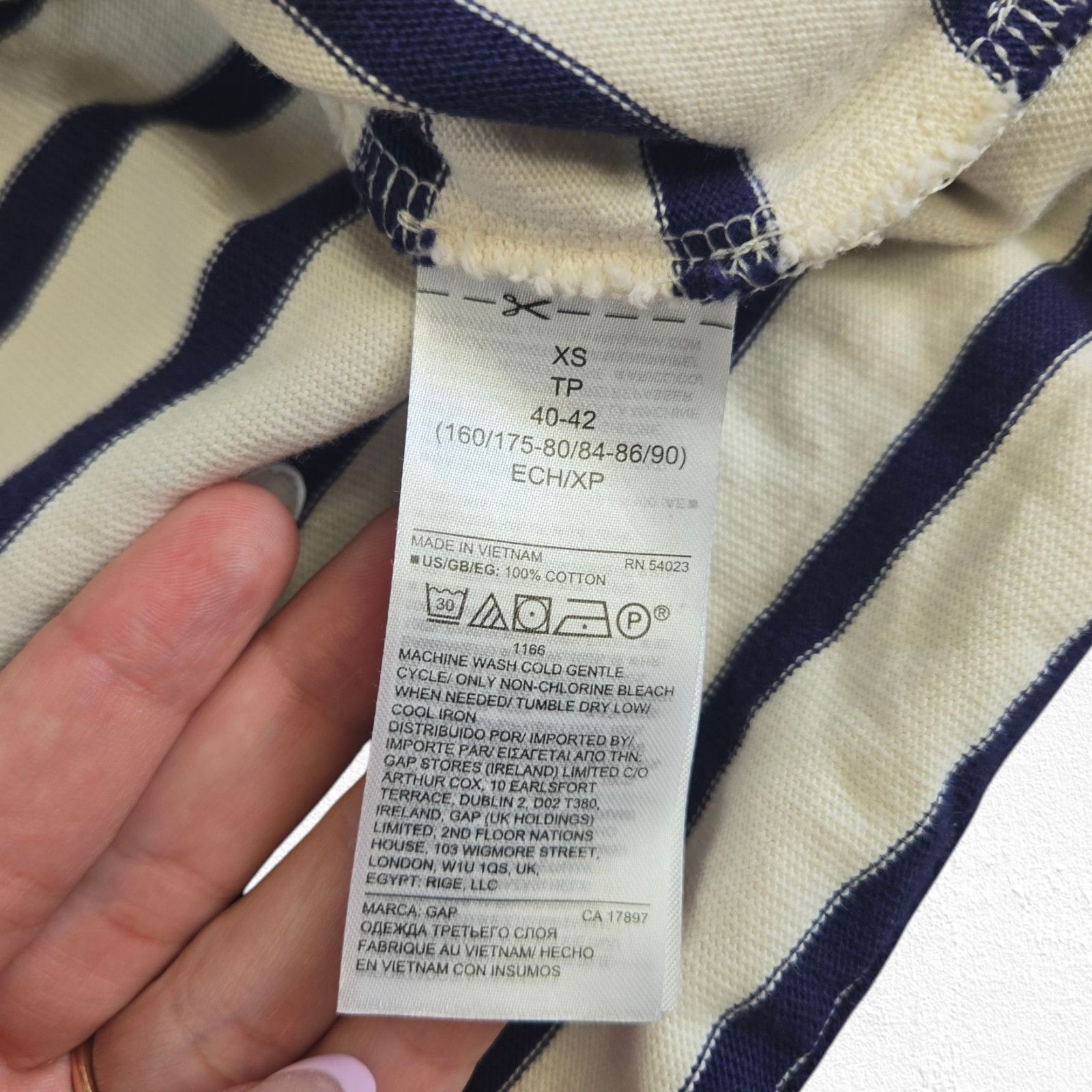 Gap GAP Navy White Striped V-Neck Hoodie Size XS Size XS / US 0-2 / IT 36-38 - 8 Thumbnail