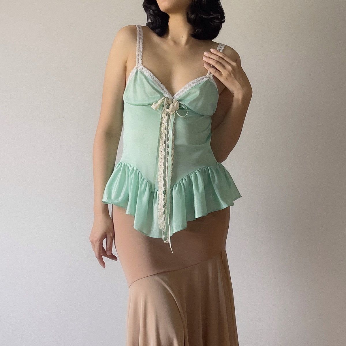 Vintage Romantic 1980's Mint Green Camisole (S-M) Size M / US 6-8 / IT 42-44 - 2 Thumbnail