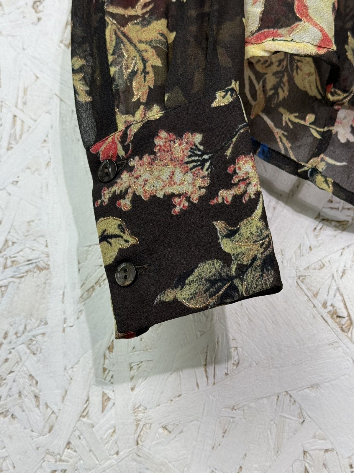 Just Cavalli Vintage Just Cavalli Floral Semi Sheer Silk Blouse Size 40 Size S / US 4 / IT 40 - 4 Thumbnail
