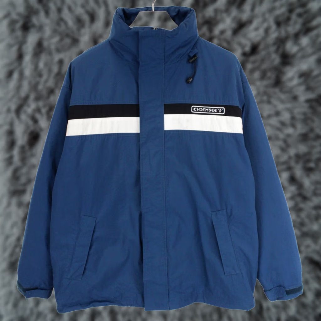 Vintage CHIEMSEE Jacket Men's LARGE Blue Ski Jacket Snow Gaiters Hidden Hood Lined Touch Fasteners Size US L / EU 52-54 / 3 - 1 Thumbnail