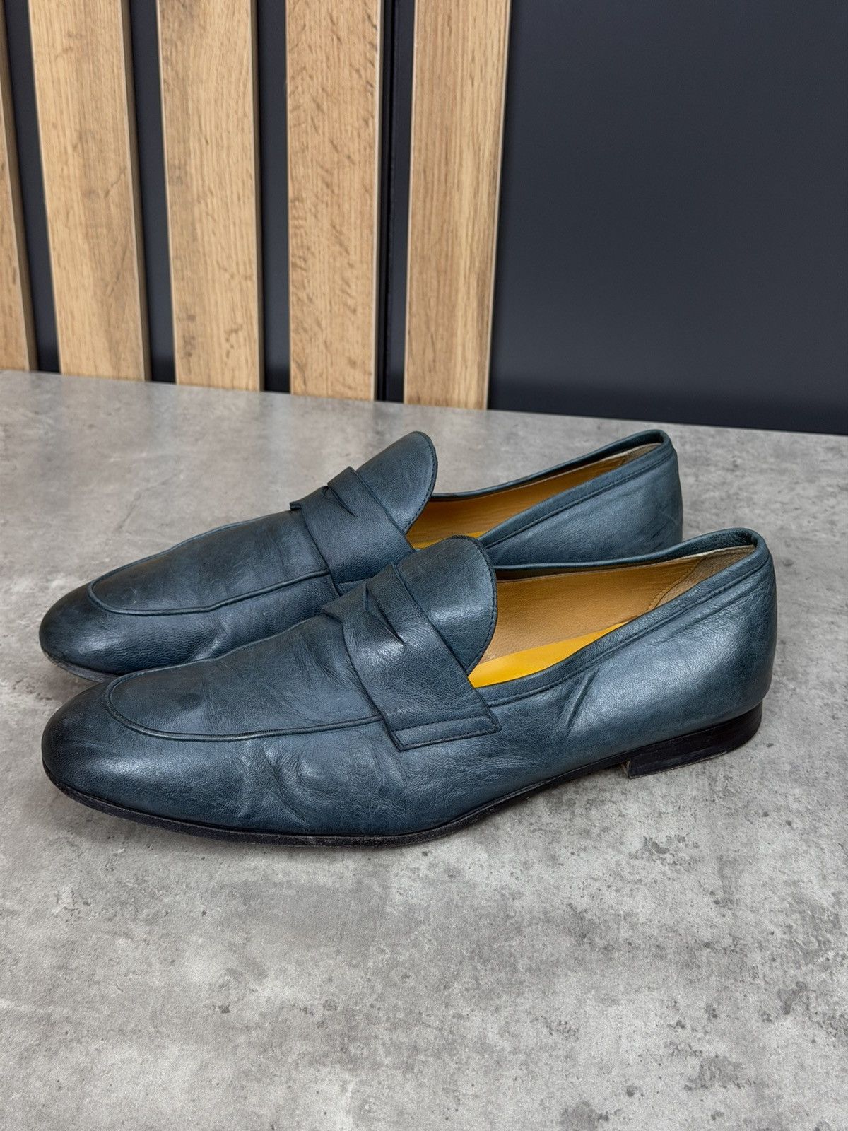 Doucal's Doucal’s Blue/Green Leather Penny Loafers EU 42 US 9 Size US 9 / EU 42 - 2 Thumbnail