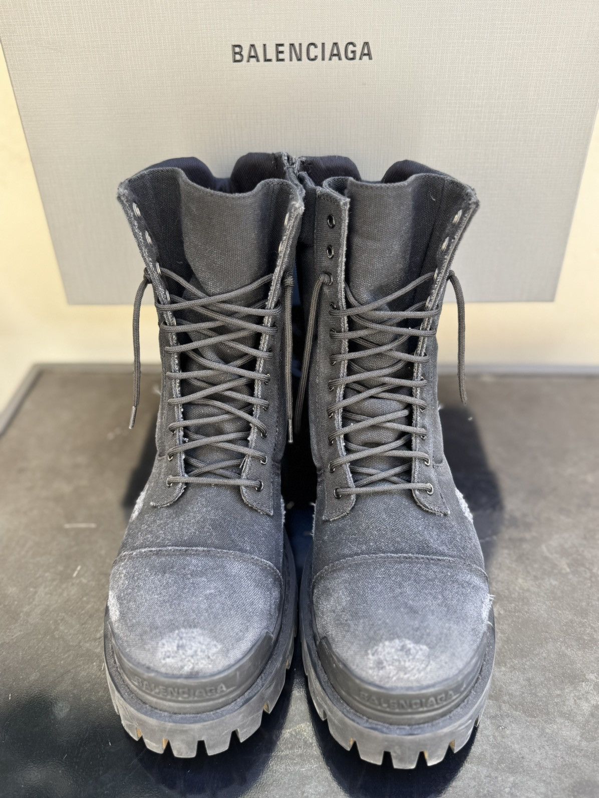 Balenciaga Balenciaga Combat Strike Boots Cotton Canvas Black Size US 9 / EU 42 - 2 Thumbnail