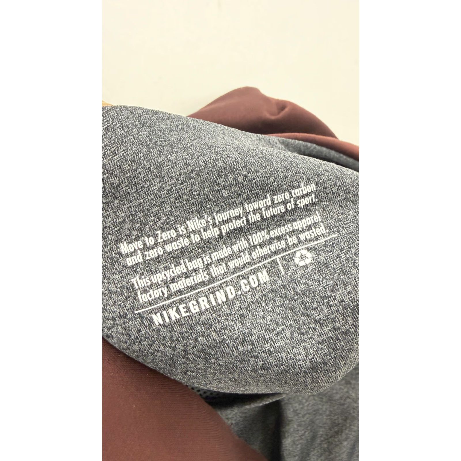 Nike Nike Grind Looptworks Tote Bag - Move To Zero Recycled Upcycled Burgundy Gray Tote, 17x14, Women, Large, Red Straps, Jersey Exterior, Gray Lining Size ONE SIZE - 4 Thumbnail