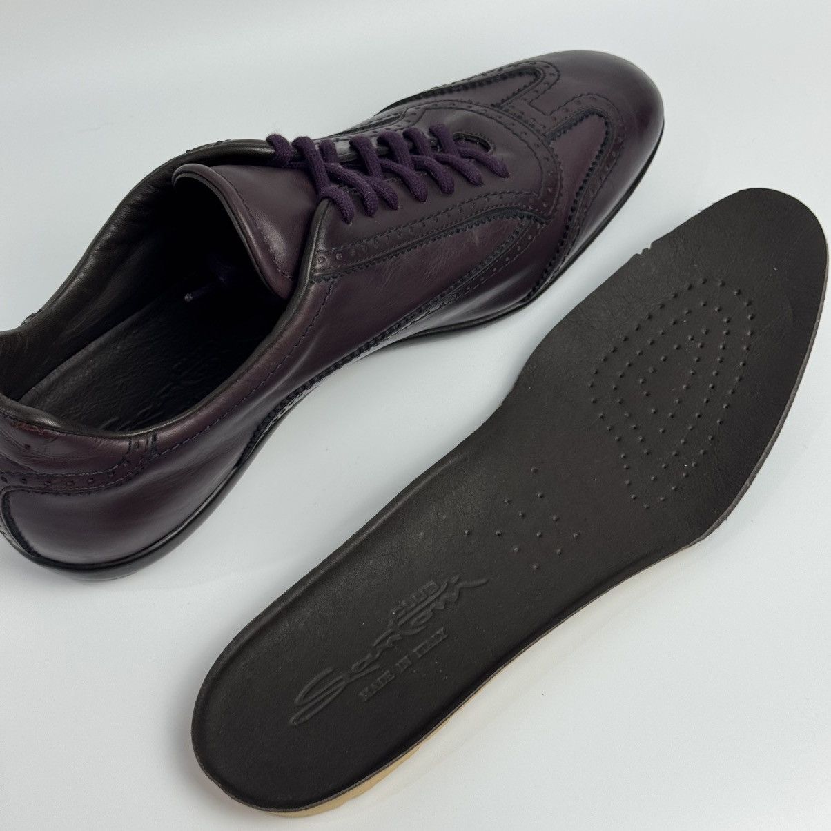 Santoni Santoni Caoutchouc Italy - Purple Low-top Leather Sneakers🔥 Size US 9 / EU 42 - 8 Thumbnail