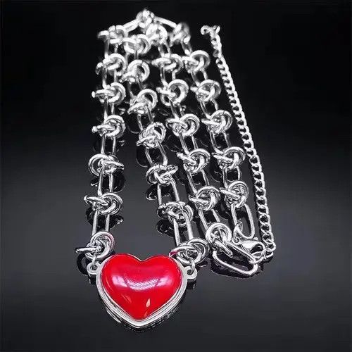 High Sport × Jewelry × Other Punk Love Red Heart Pendant Necklace Size ONE SIZE - 3 Thumbnail
