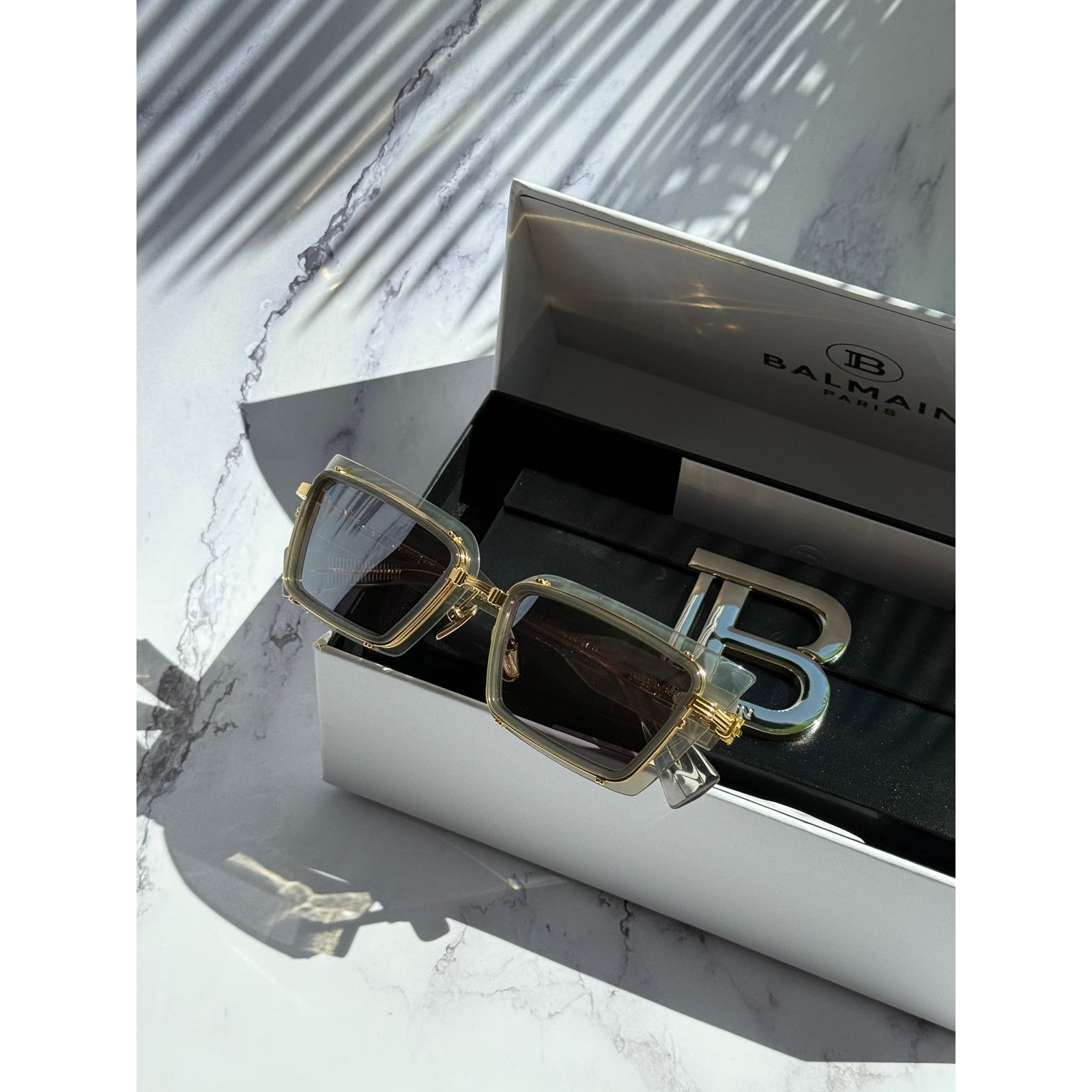 NEW Balmain Admirable Clear Mirror Gold Sunglasses $875