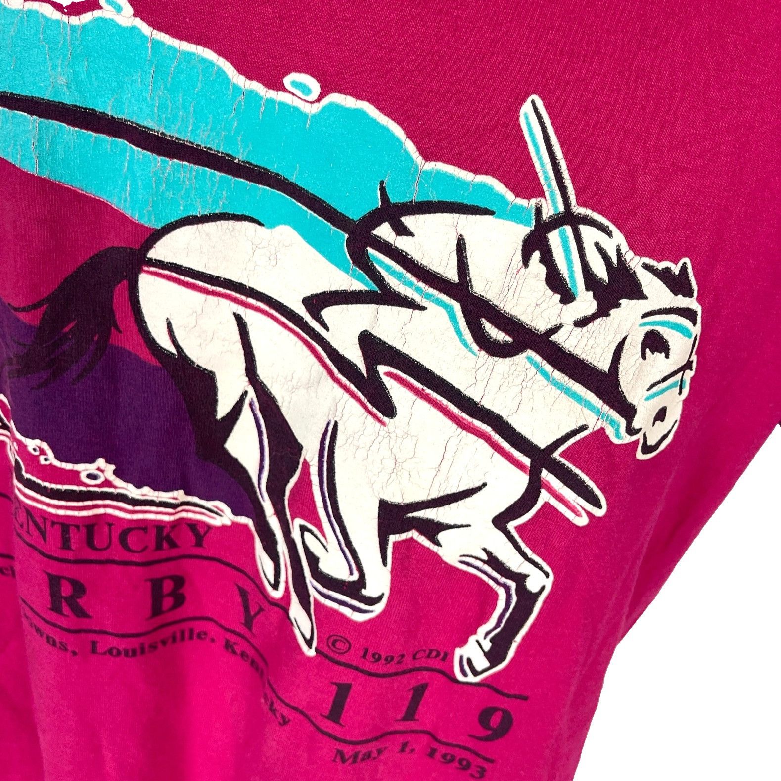 Other Kentucky Derby 1993 Vtg Mens T-Shirt size Large 119 Louisvil Size US L / EU 52-54 / 3 - 6 Thumbnail